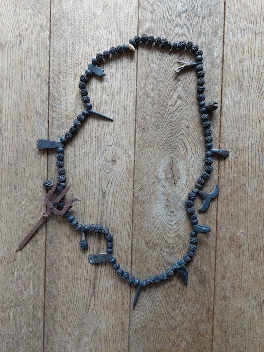Old Nepalese shamanic rudraksha necklace #1