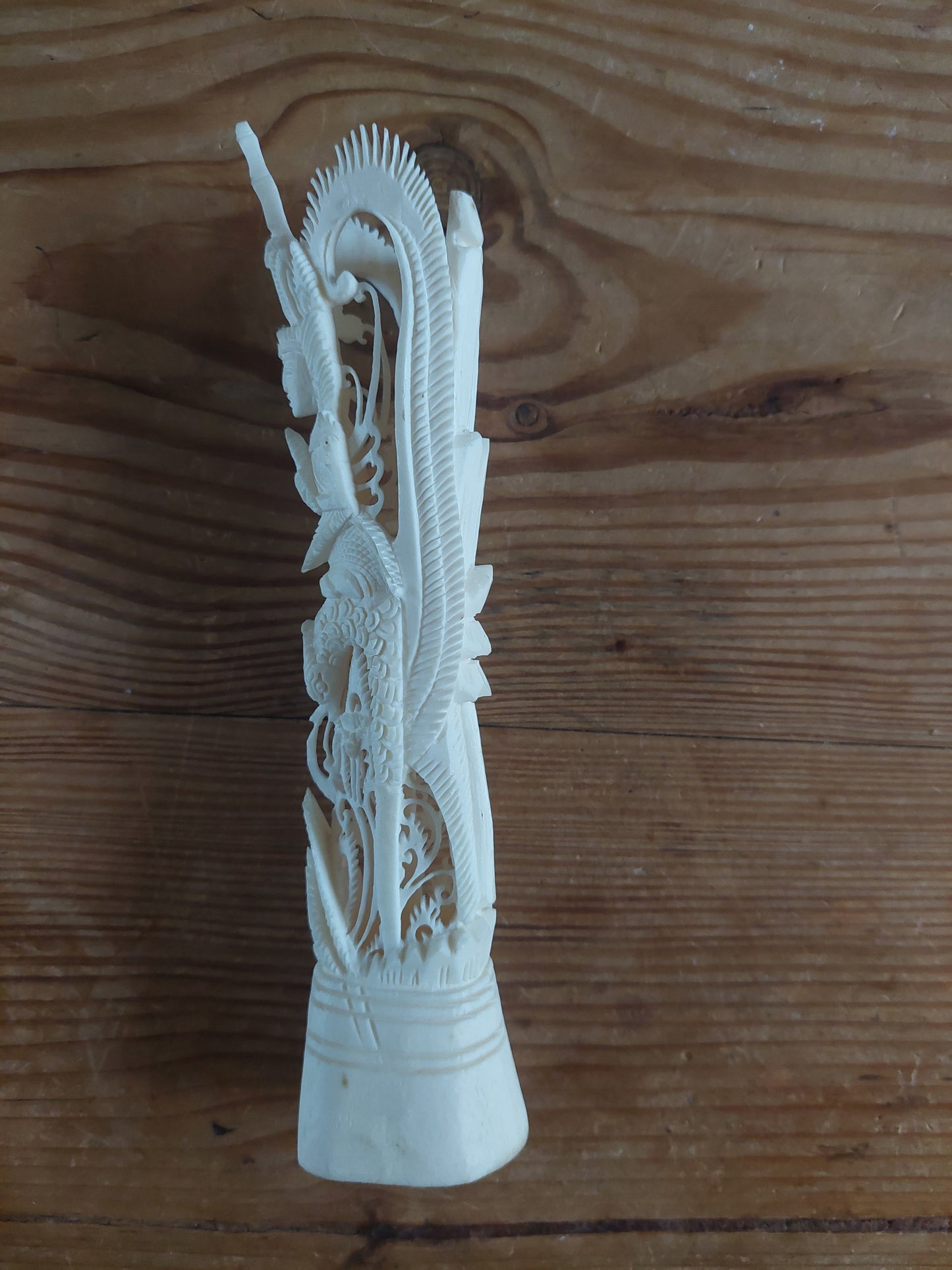 Vintage Balinese bone carving Vishnu on Garuda