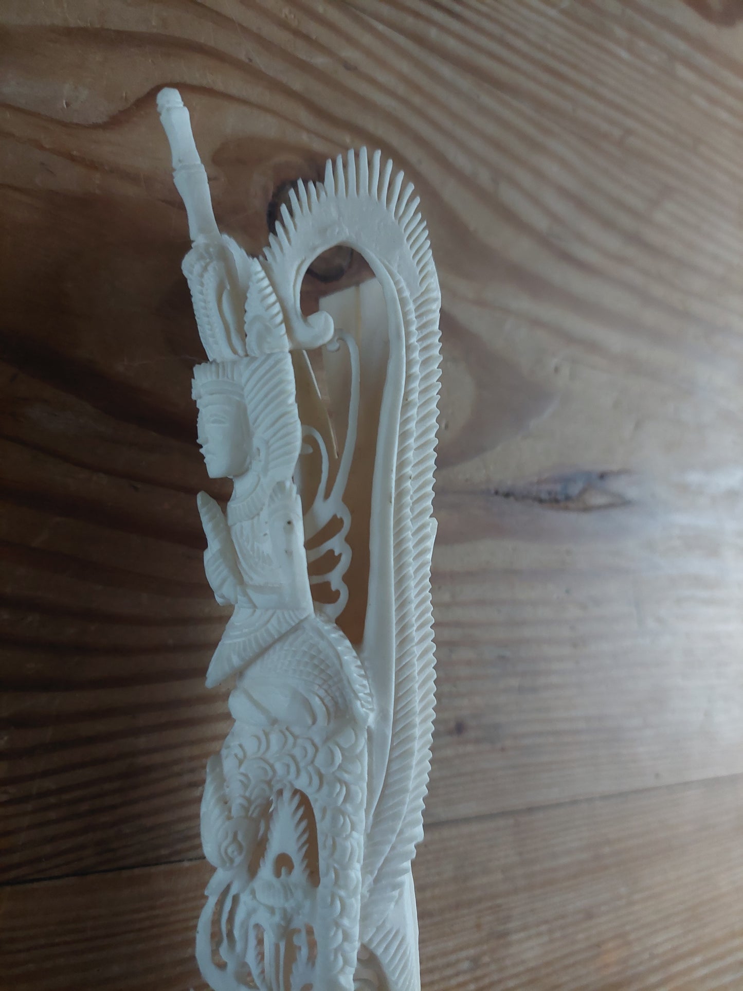 Vintage Balinese bone carving Vishnu on Garuda