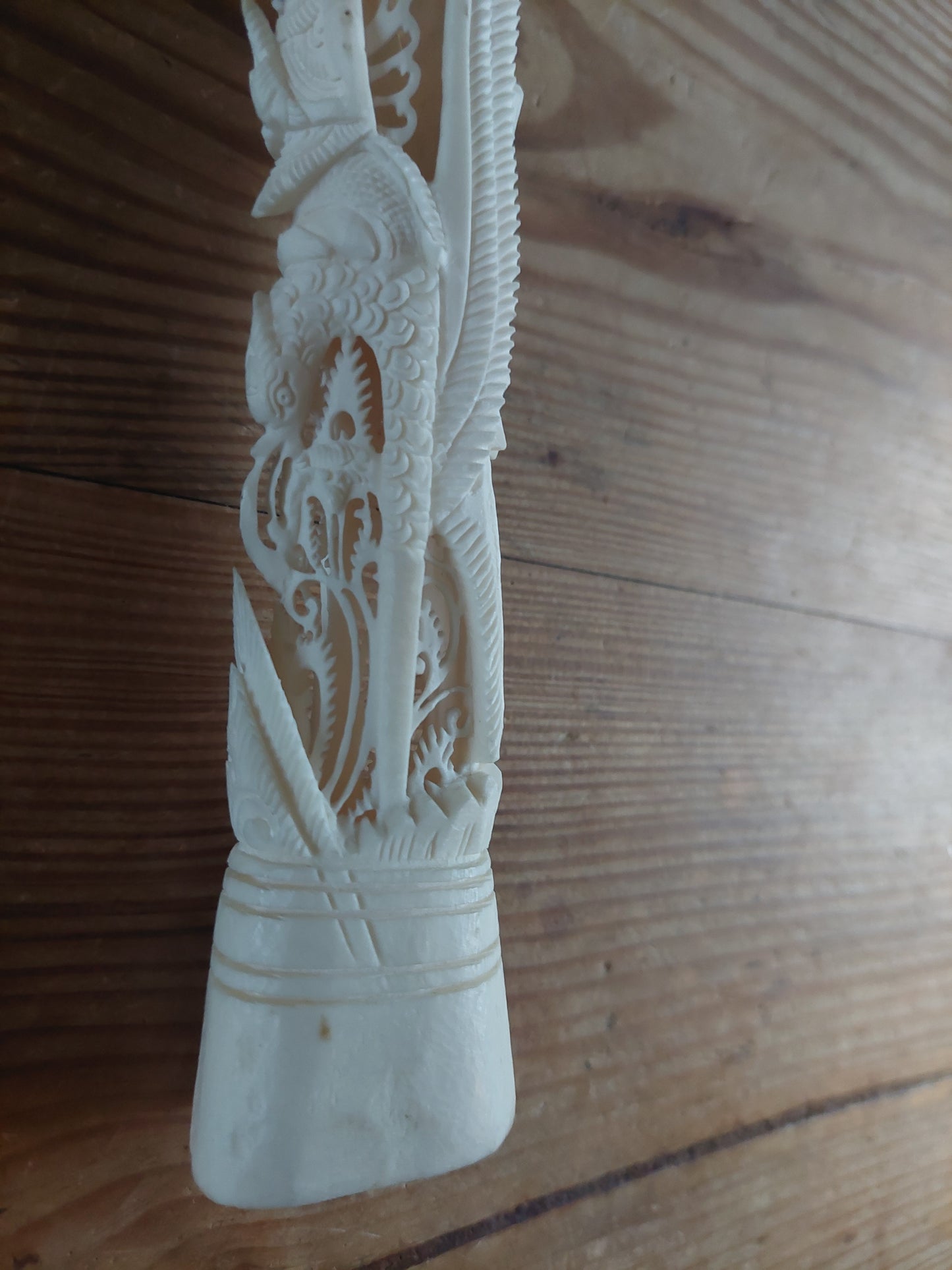 Vintage Balinese bone carving Vishnu on Garuda