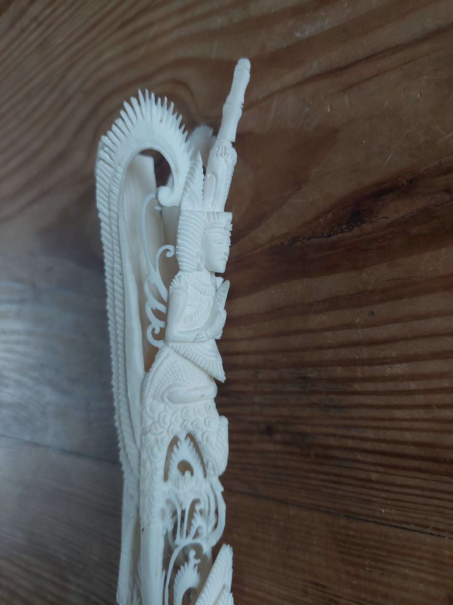 Vintage Balinese bone carving Vishnu on Garuda