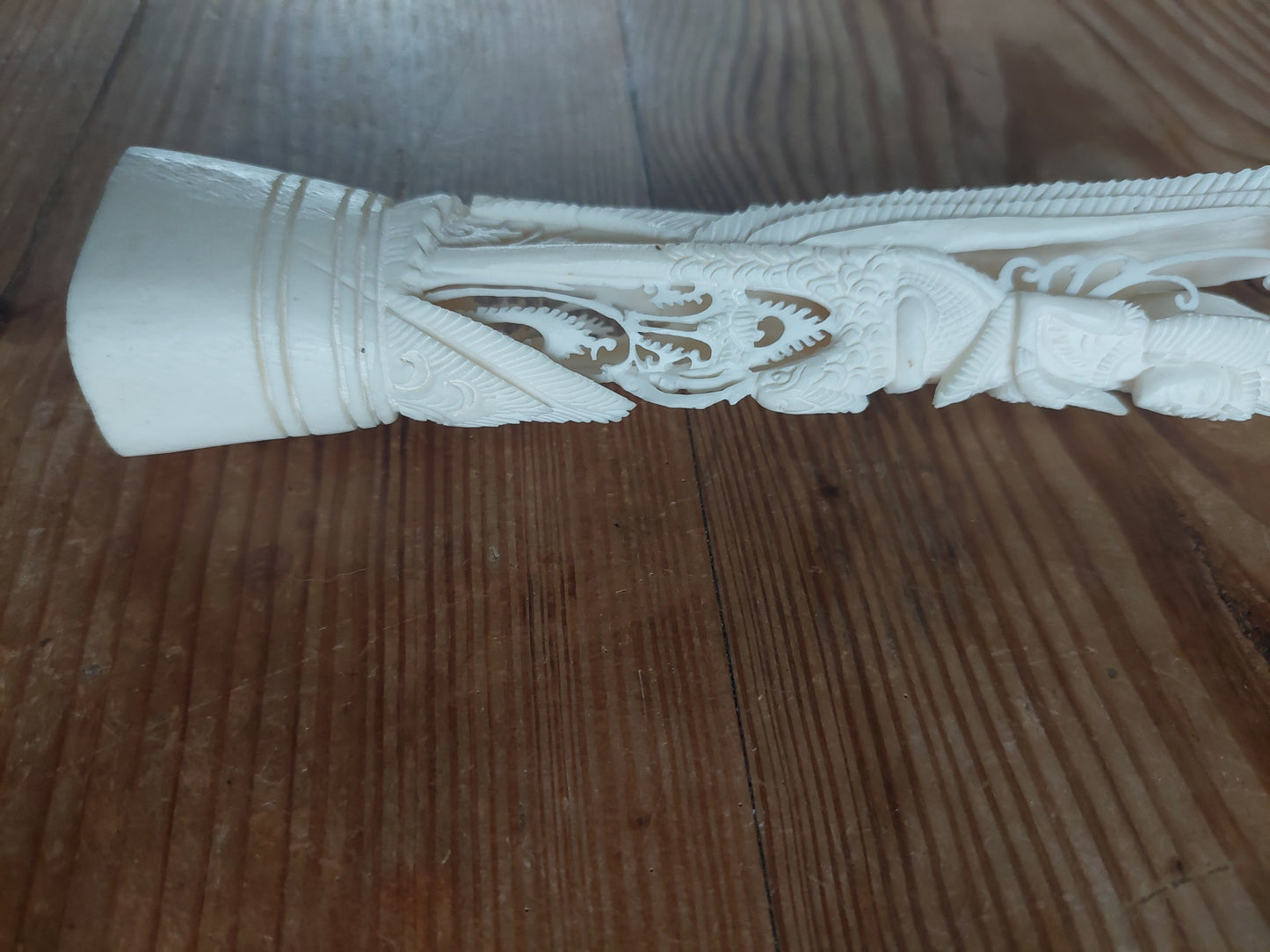 Vintage Balinese bone carving Vishnu on Garuda