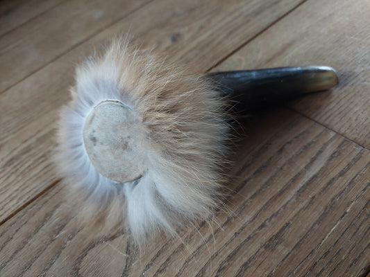 Cow horn and fox fur rattle