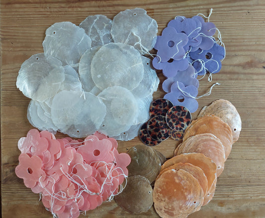 Shell slices for wind chime crafting