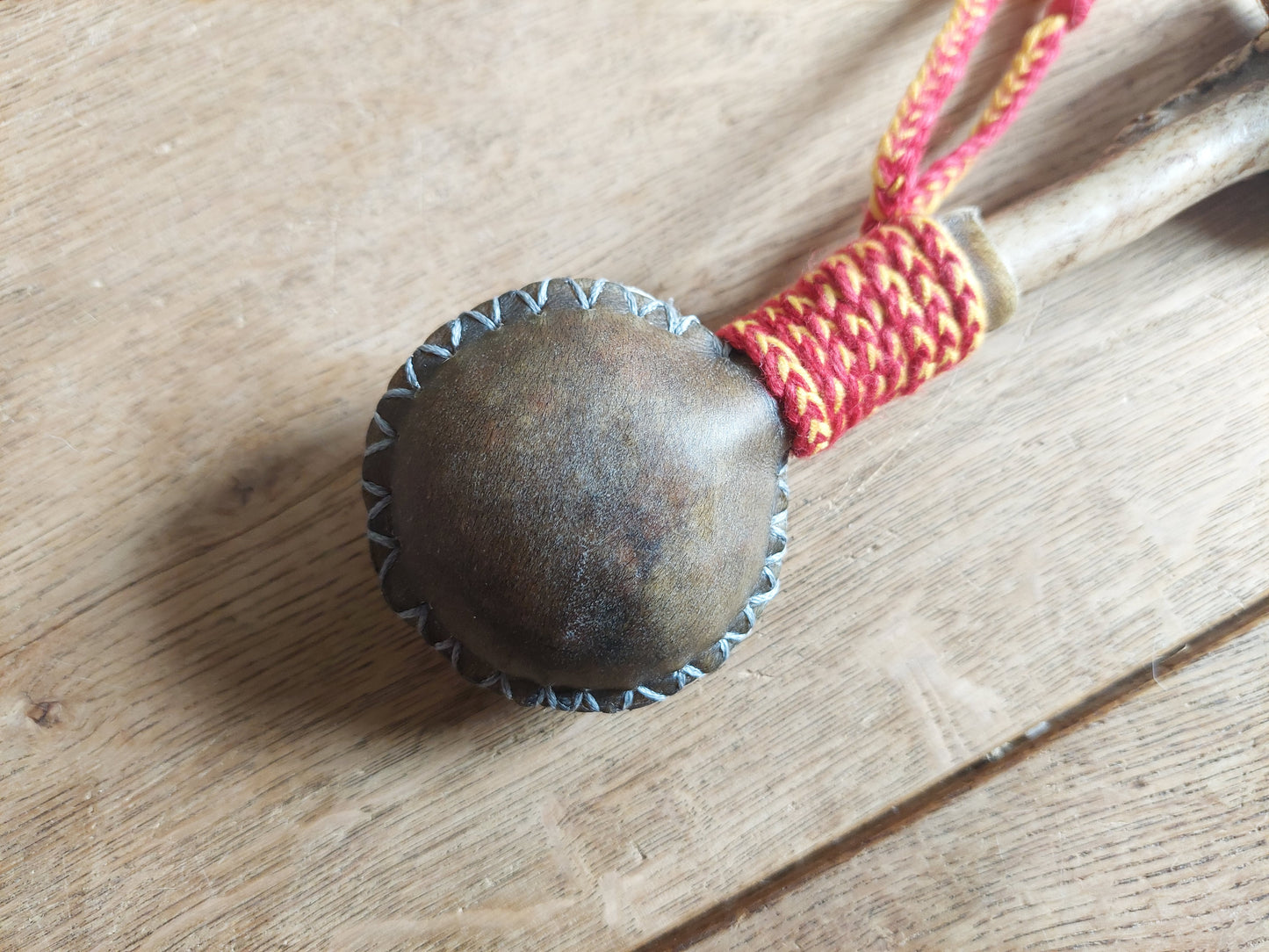 Yak hide and roe deer antler rattle