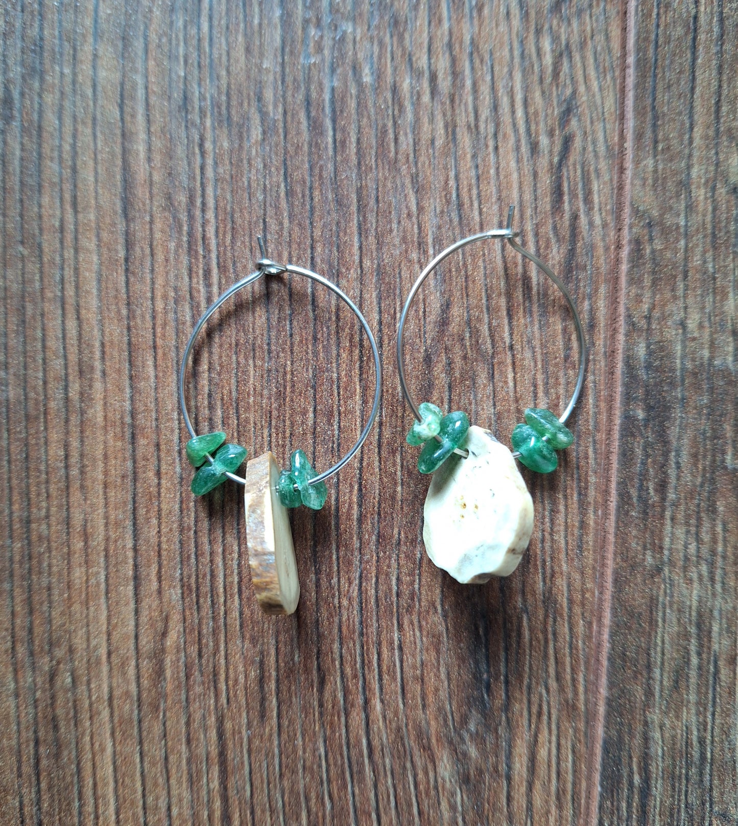 Roe deer antler amulet earrings