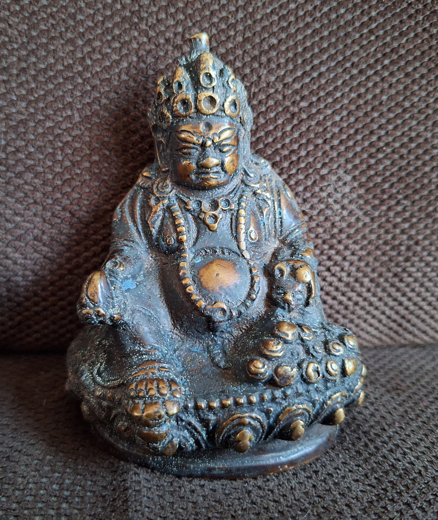 Vintage bronze Kubera statue