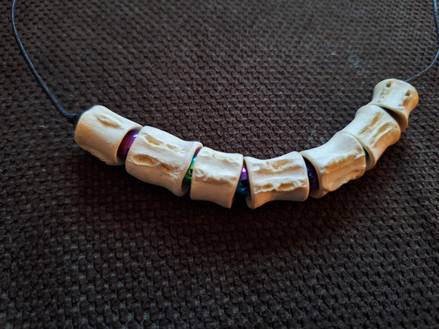 Shark vertebrae and rainbow hematite amulet necklace #2