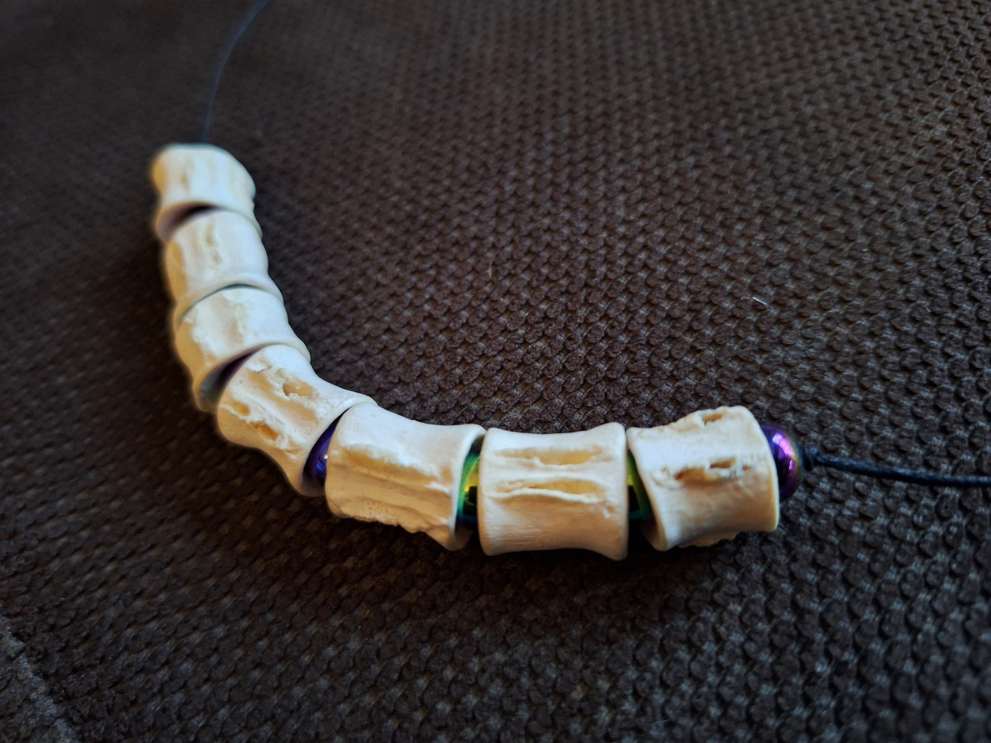 Shark vertebrae and rainbow hematite amulet necklace #2