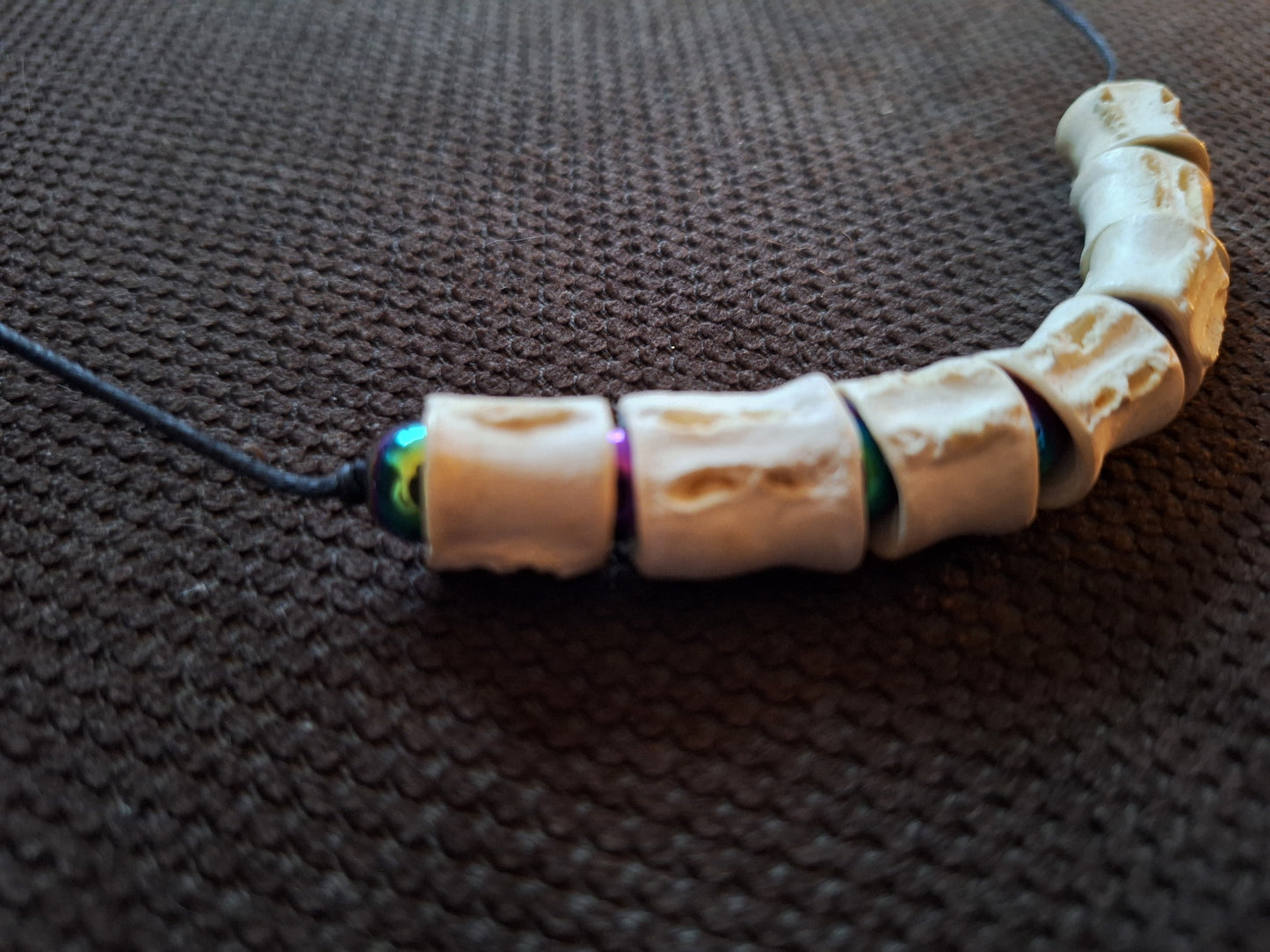 Shark vertebrae and rainbow hematite amulet necklace #2