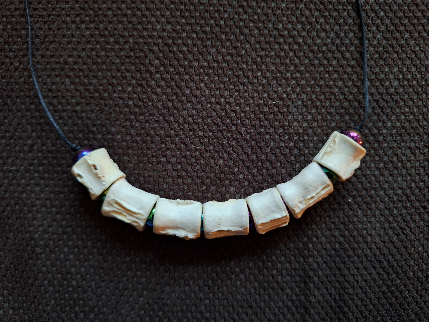 Shark vertebrae and rainbow hematite amulet necklace #2