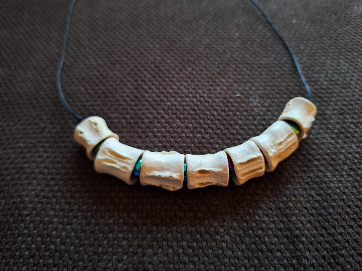 Shark vertebrae and rainbow hematite amulet necklace #2