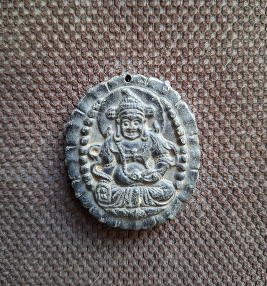 Vintage jade pendant Kubera