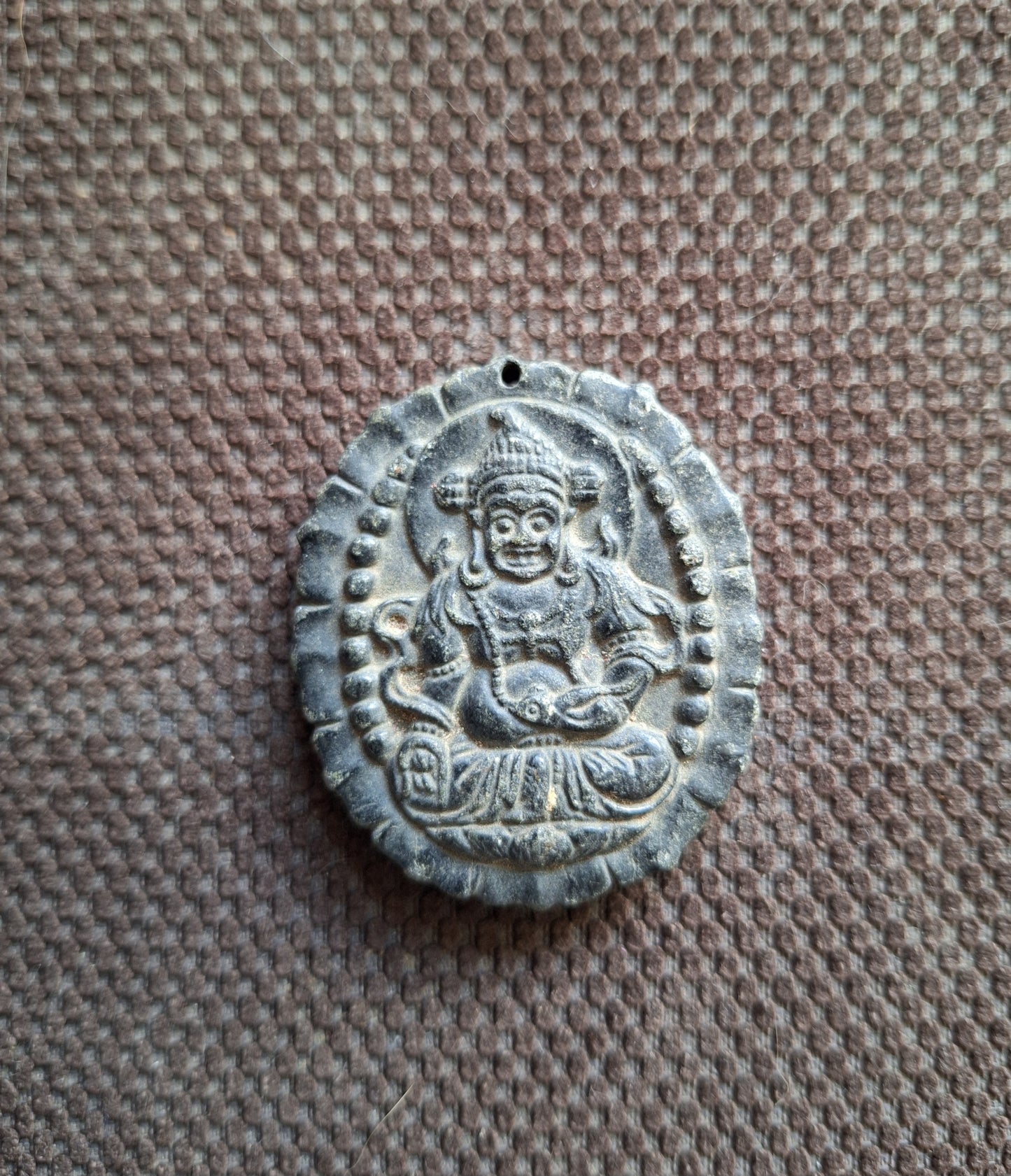 Vintage jade pendant Kubera