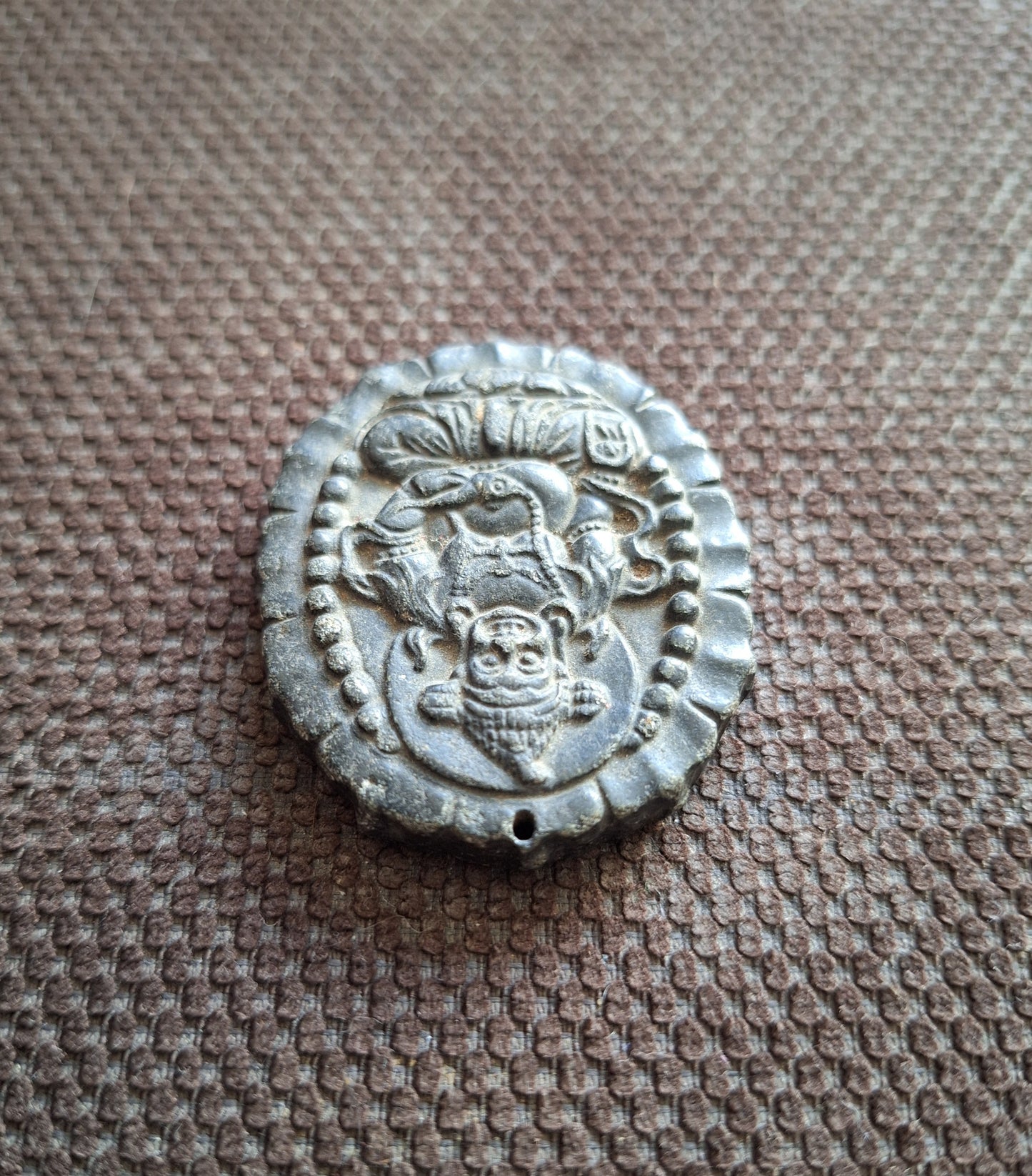 Vintage jade pendant Kubera