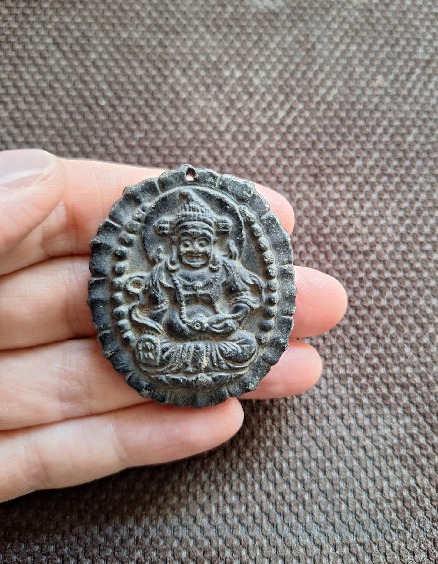 Vintage jade pendant Kubera