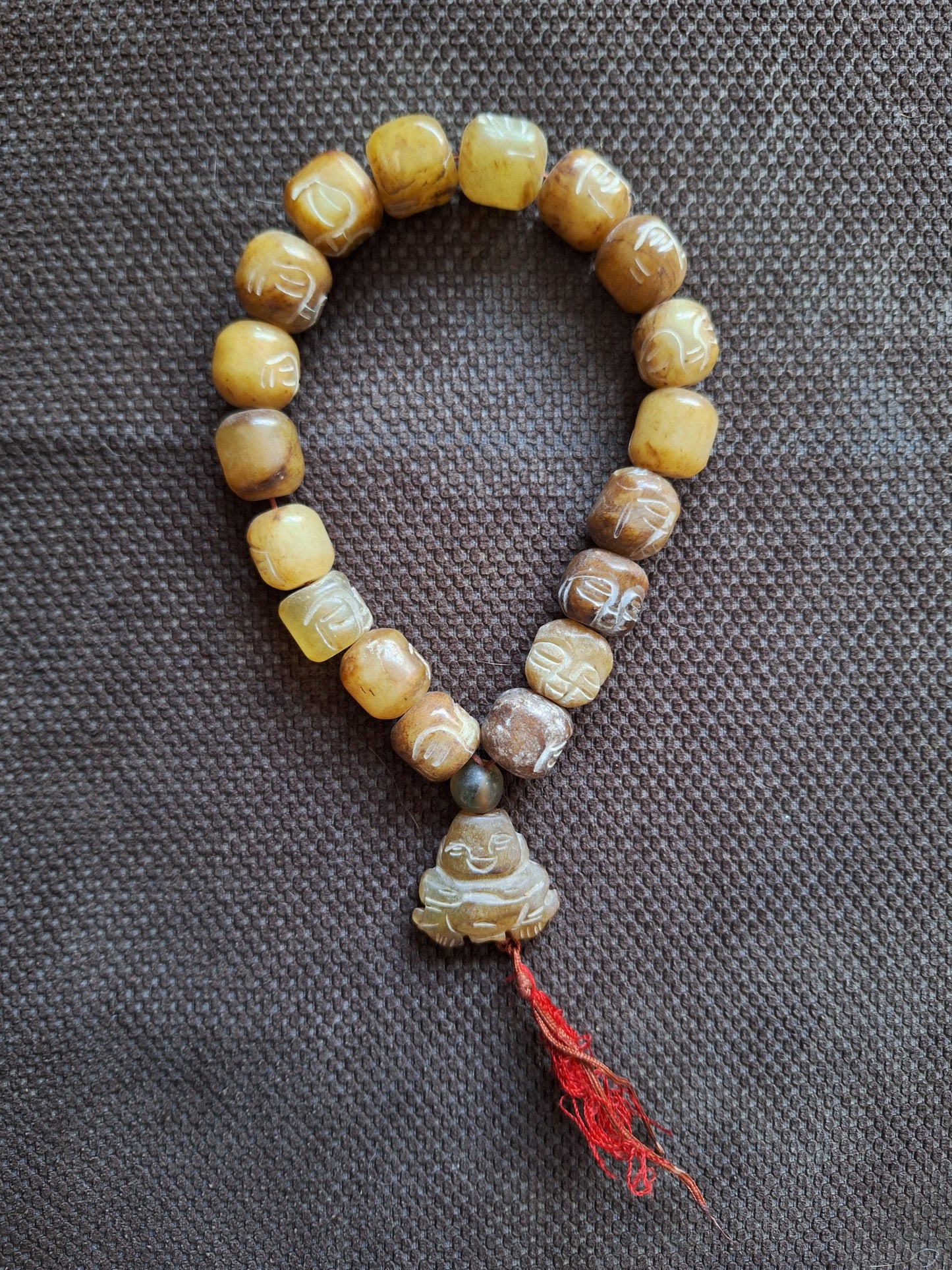 Vintage Tibetan jade buddha mala bracelet #2