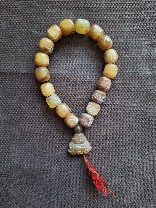 Vintage Tibetan jade buddha mala bracelet #2