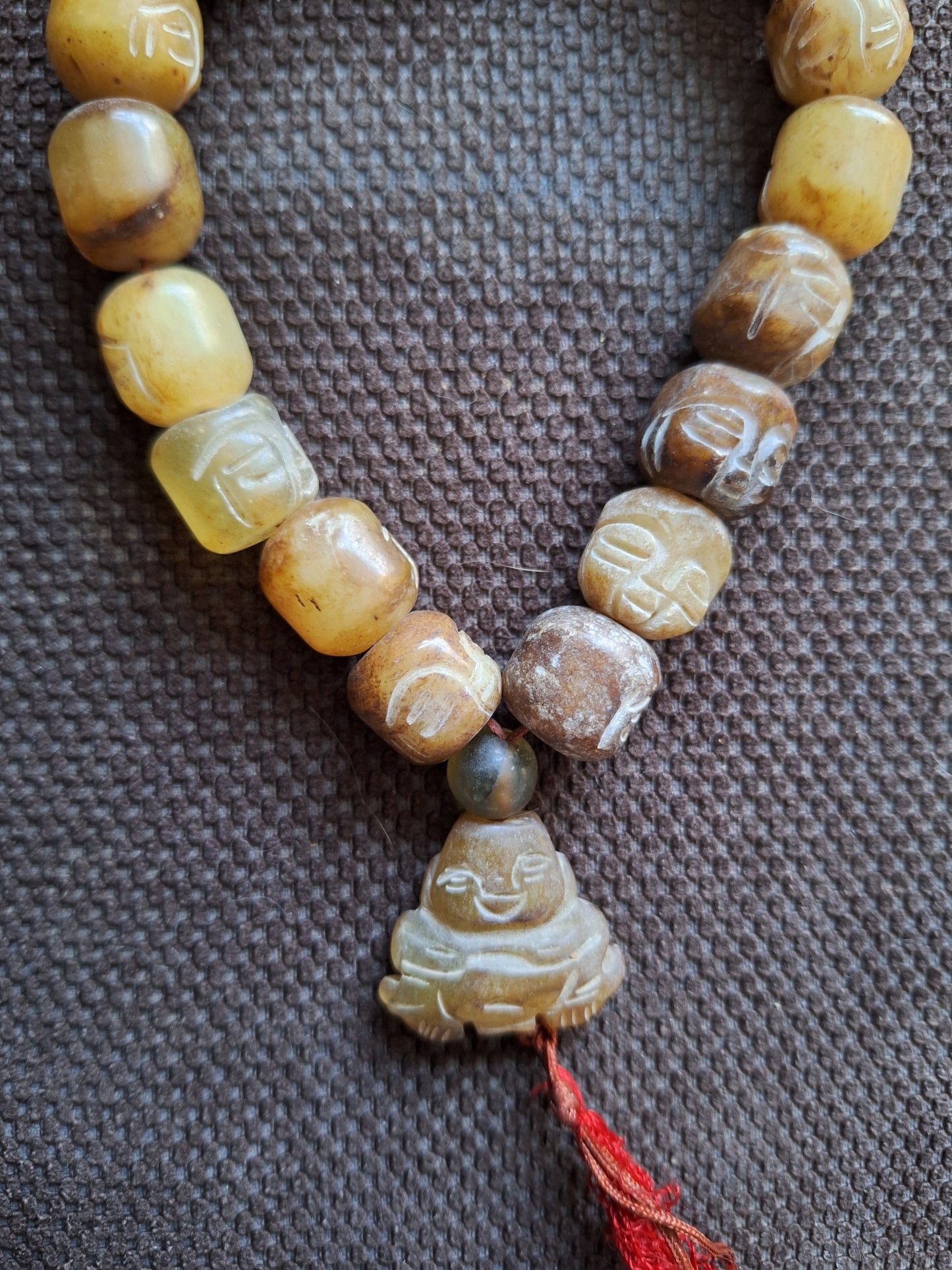 Vintage Tibetan jade buddha mala bracelet #2