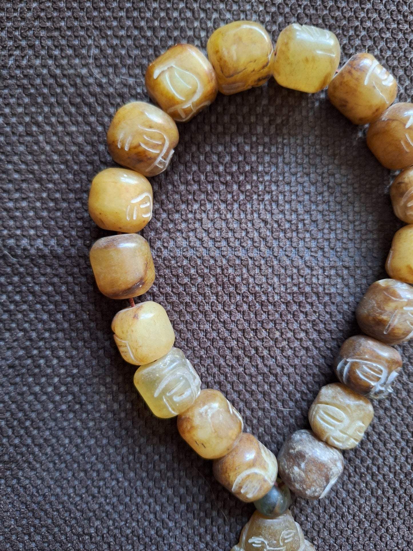 Vintage Tibetan jade buddha mala bracelet #2
