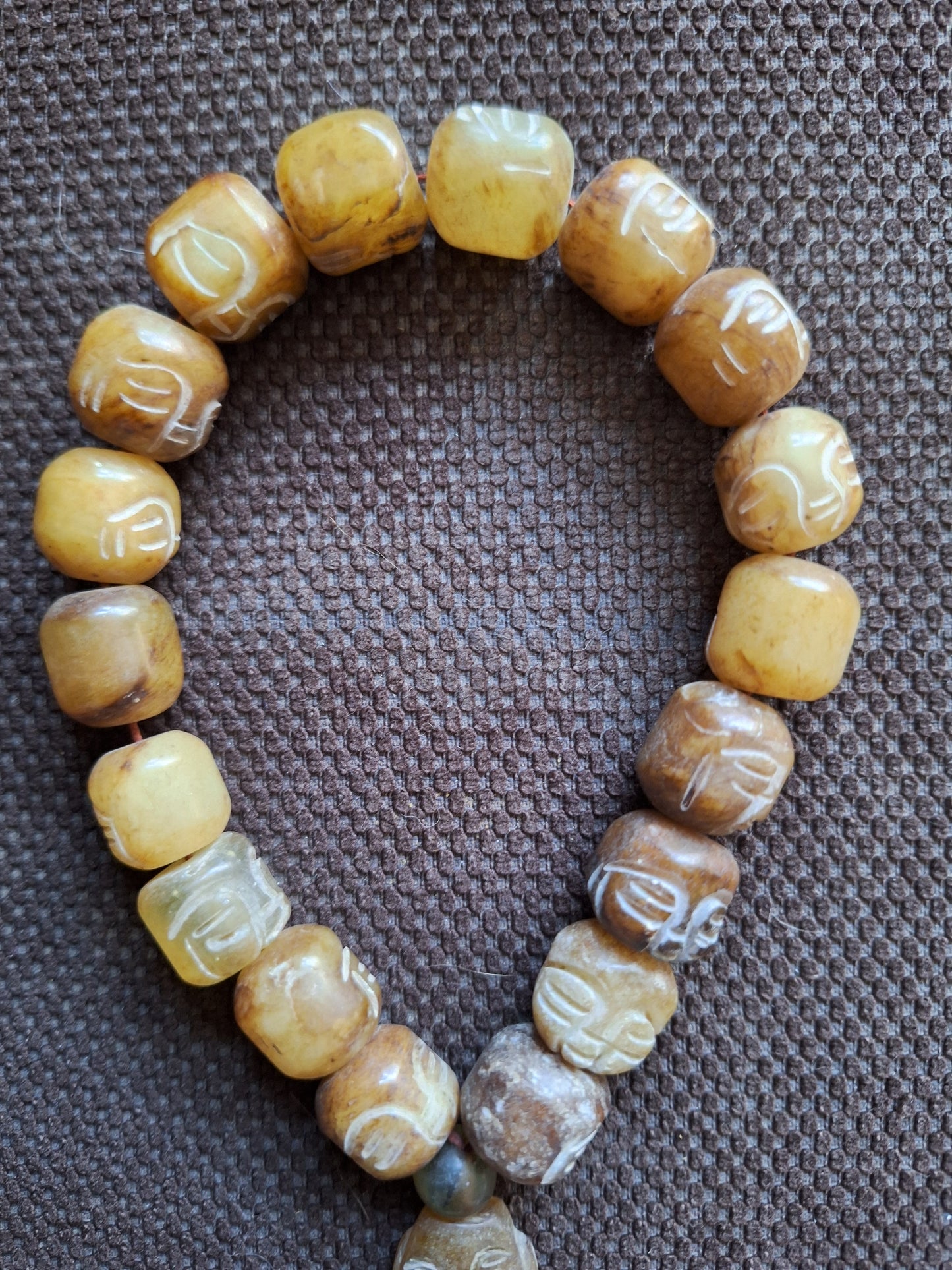 Vintage Tibetan jade buddha mala bracelet #2