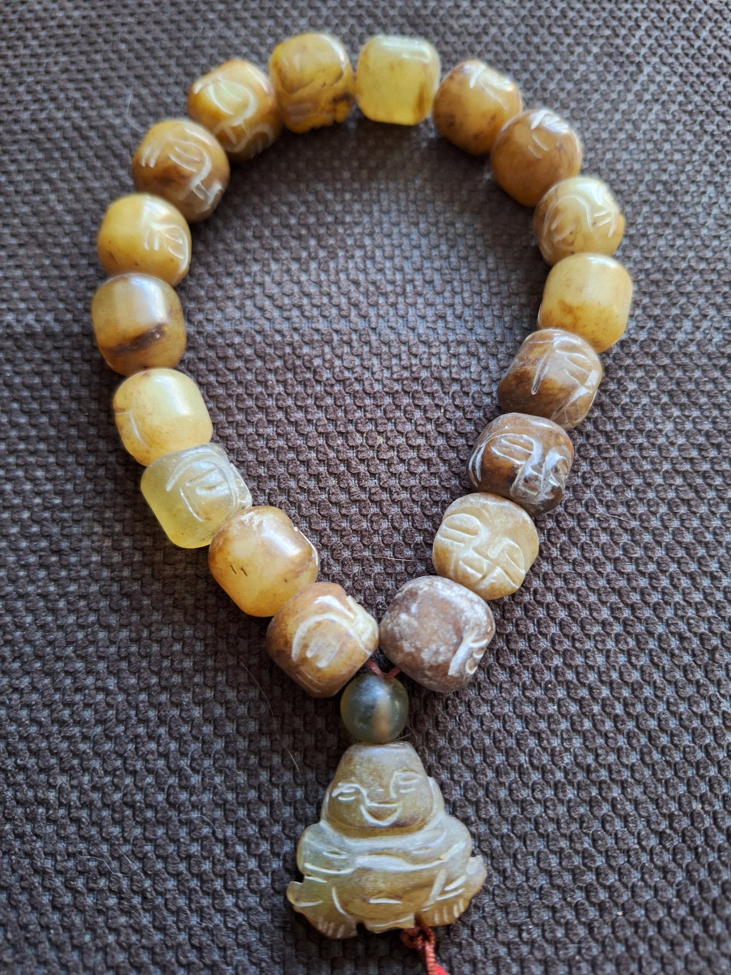 Vintage Tibetan jade buddha mala bracelet #2