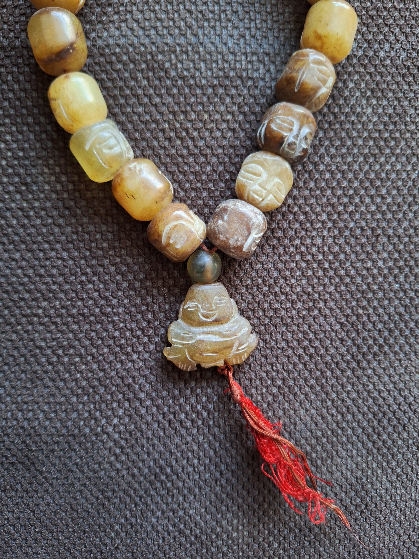Vintage Tibetan jade buddha mala bracelet #2