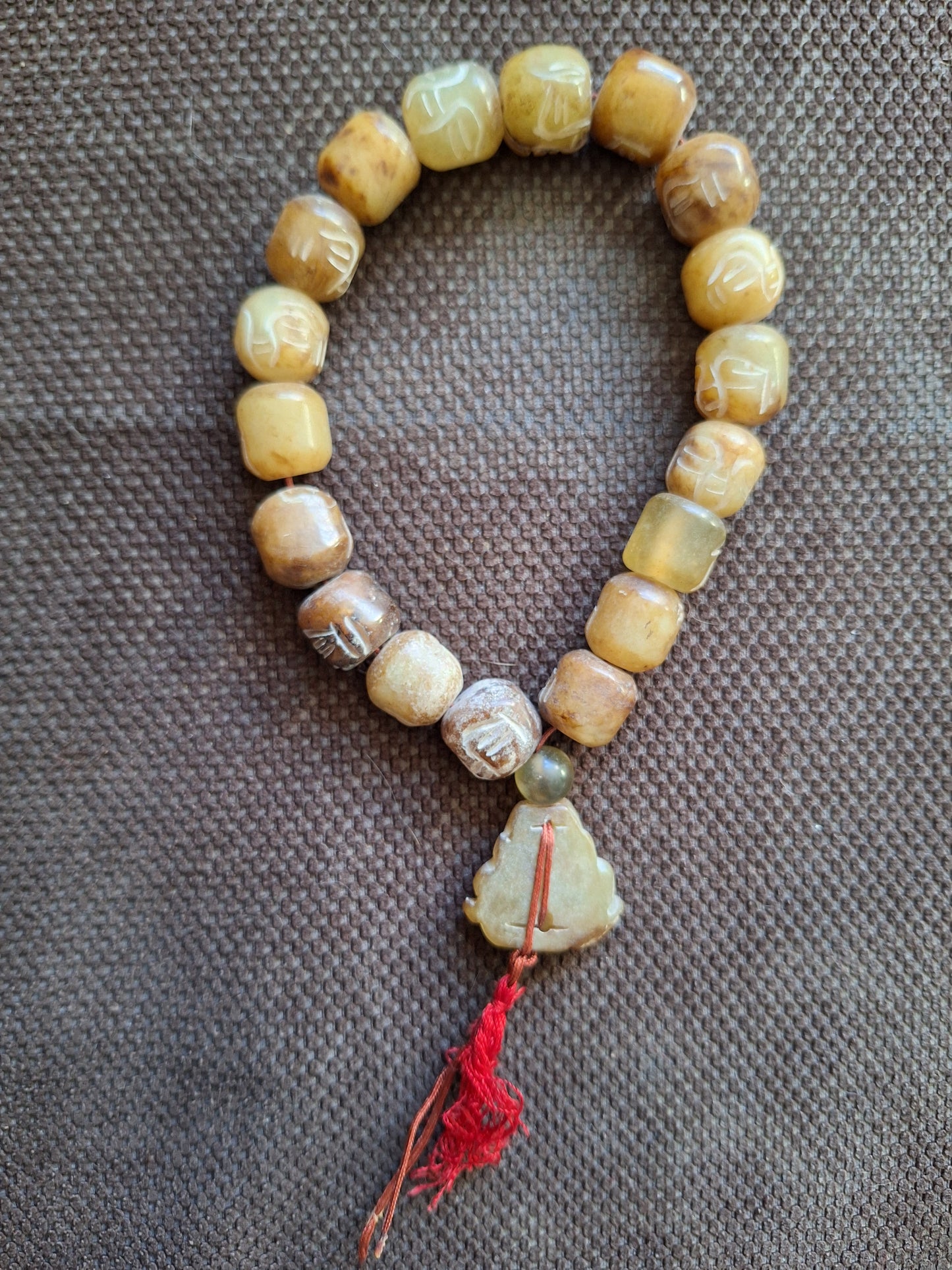 Vintage Tibetan jade buddha mala bracelet #2