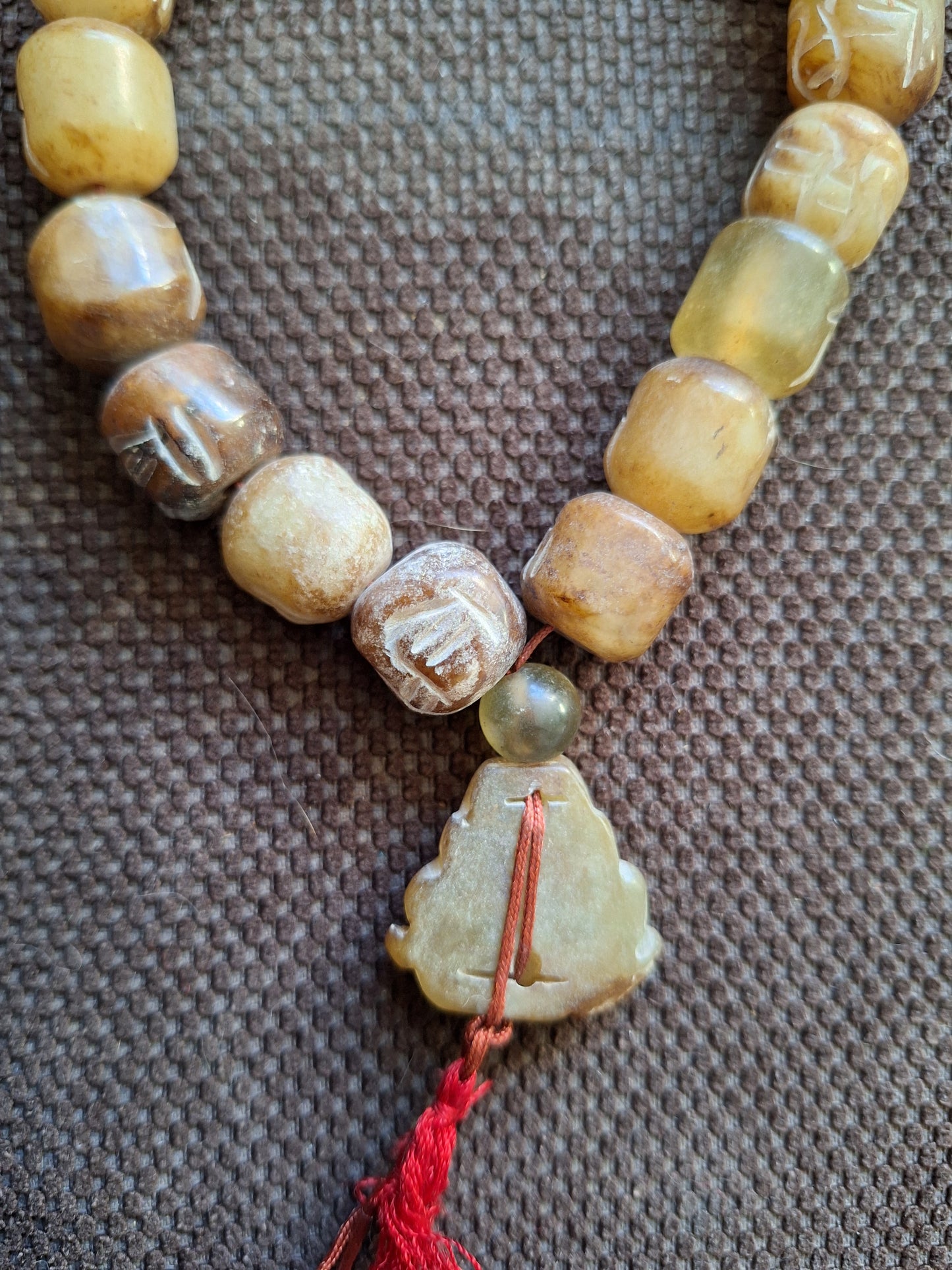 Vintage Tibetan jade buddha mala bracelet #2