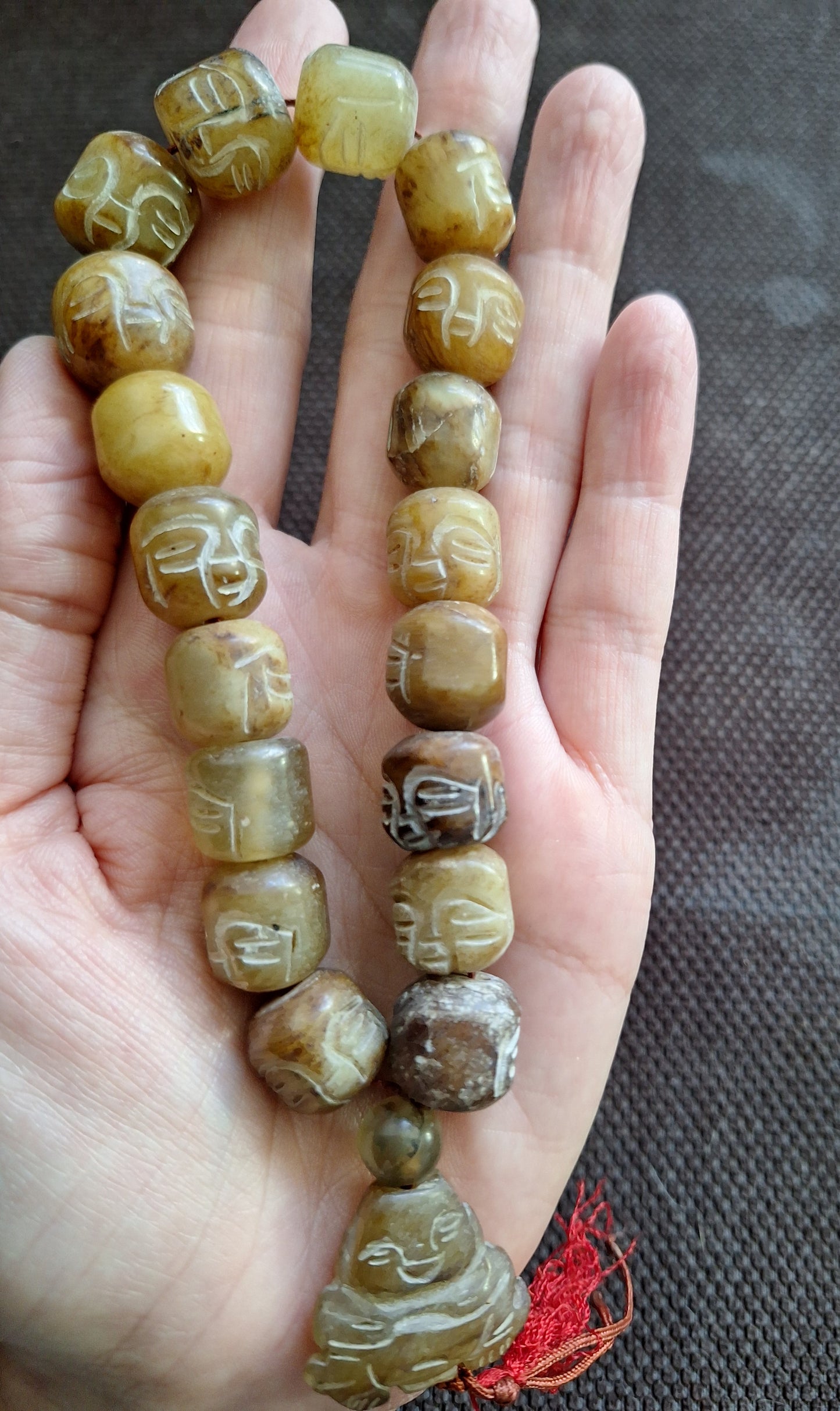 Vintage Tibetan jade buddha mala bracelet #2
