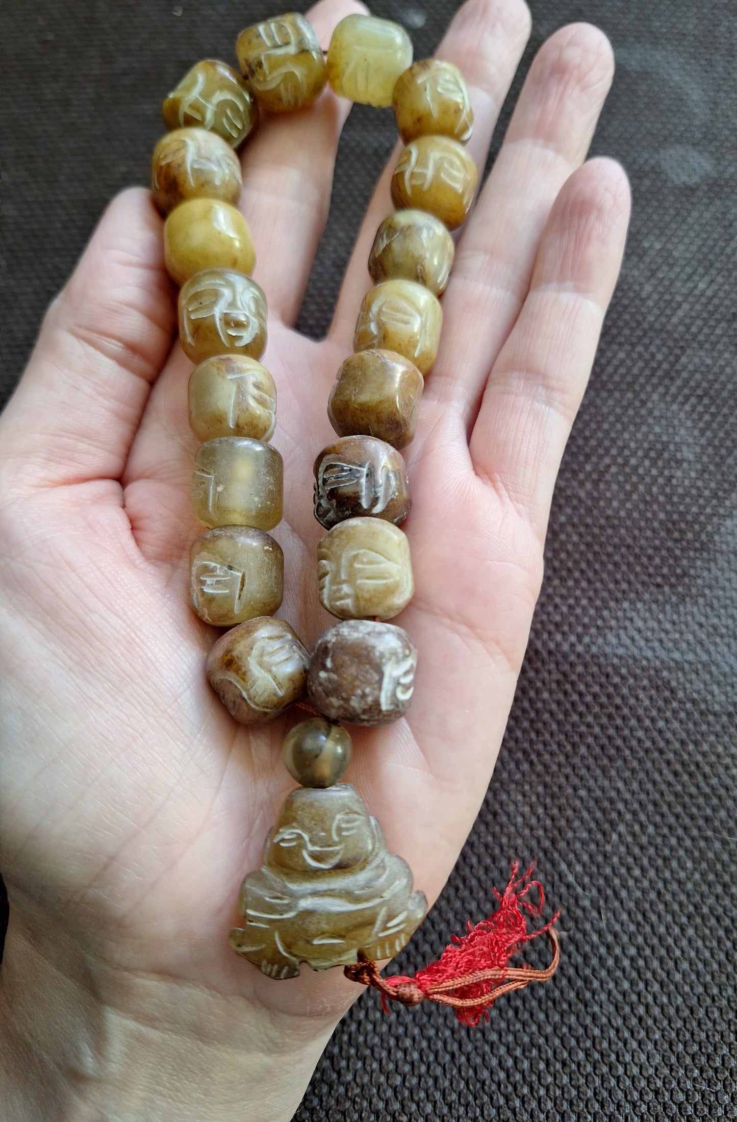 Vintage Tibetan jade buddha mala bracelet #2