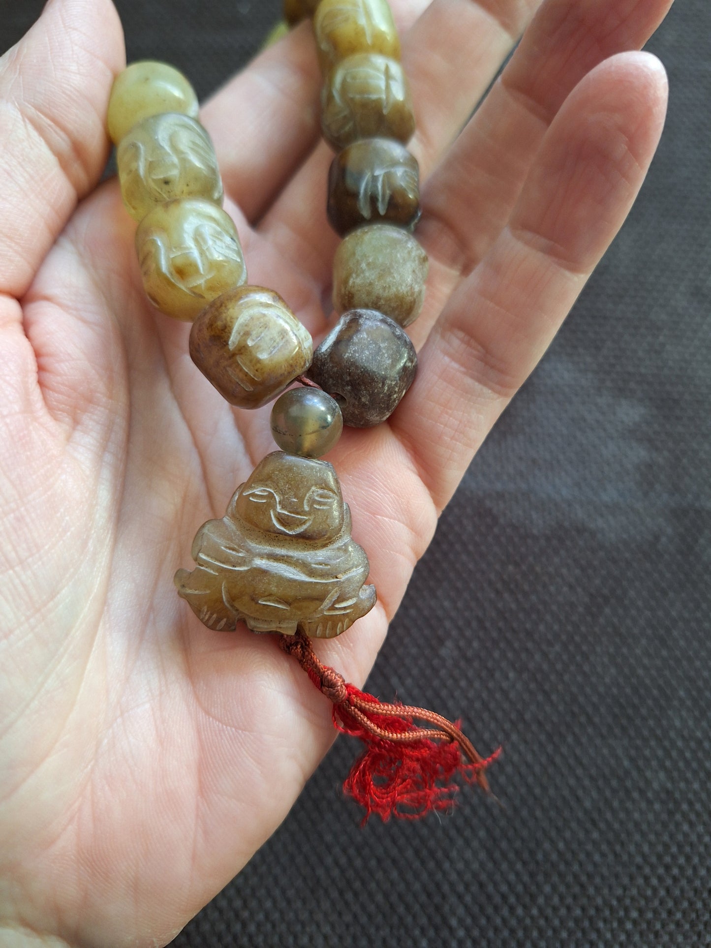Vintage Tibetan jade buddha mala bracelet #2