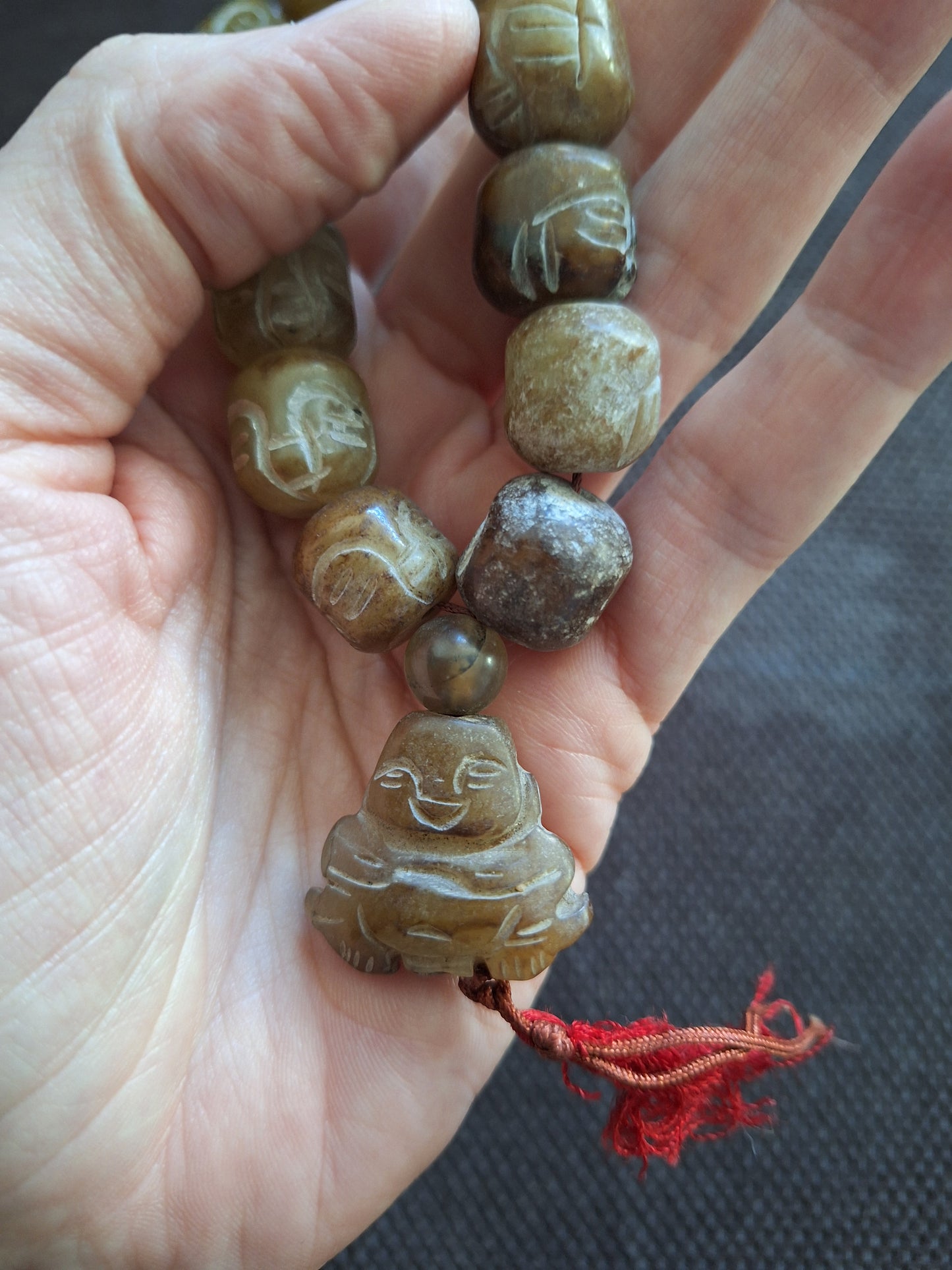 Vintage Tibetan jade buddha mala bracelet #2