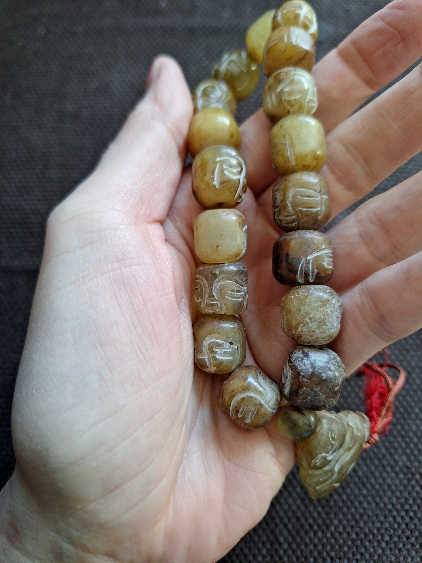 Vintage Tibetan jade buddha mala bracelet #2