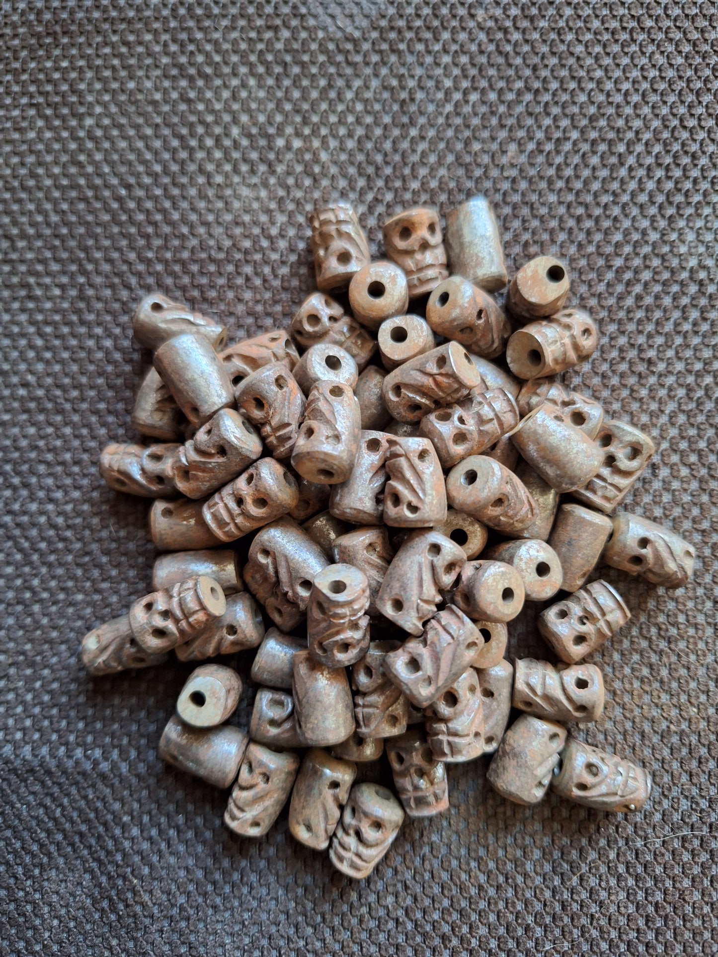 Old iron skull beads, set of 10