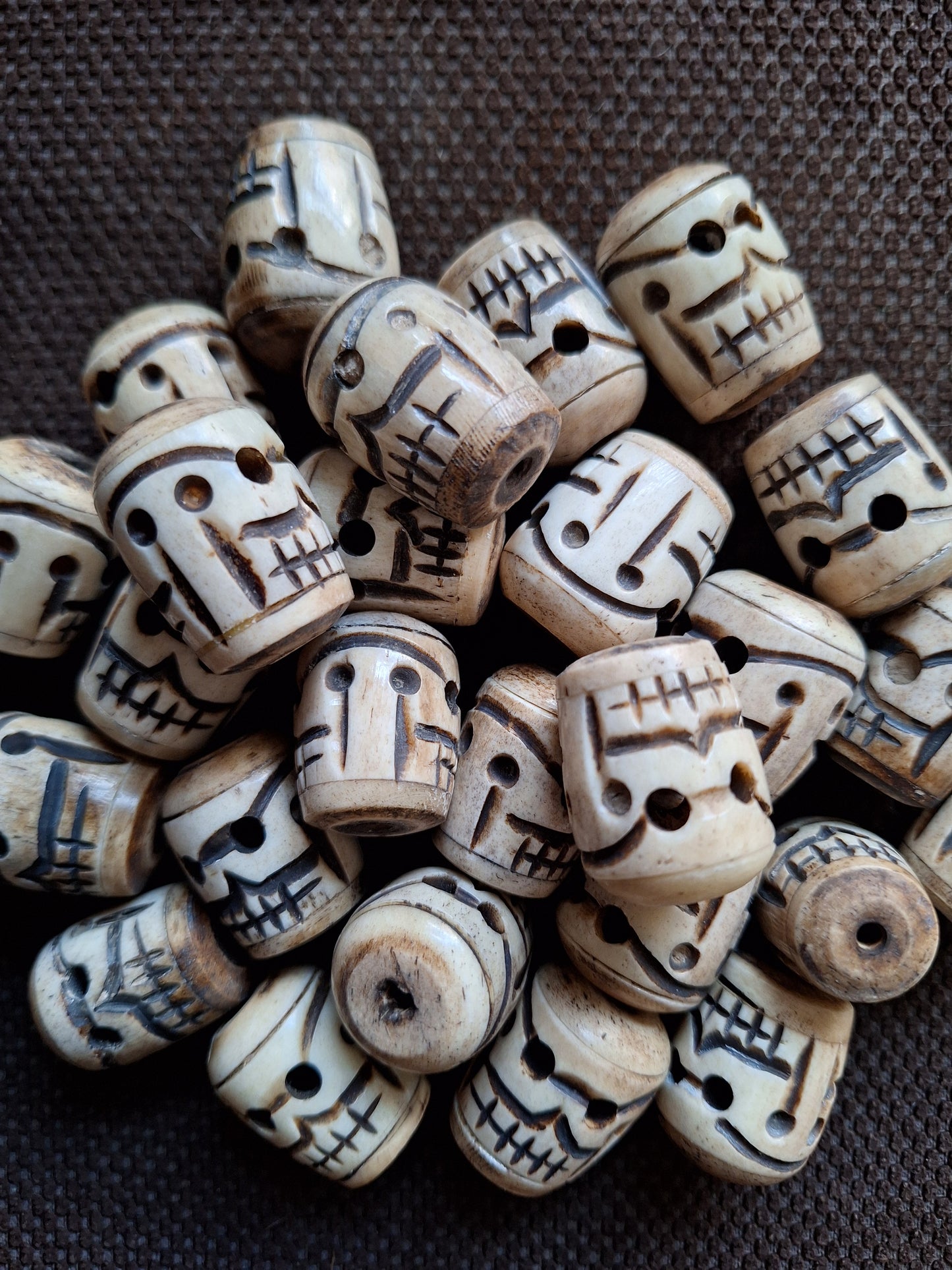 Vintage yak bone skull beads