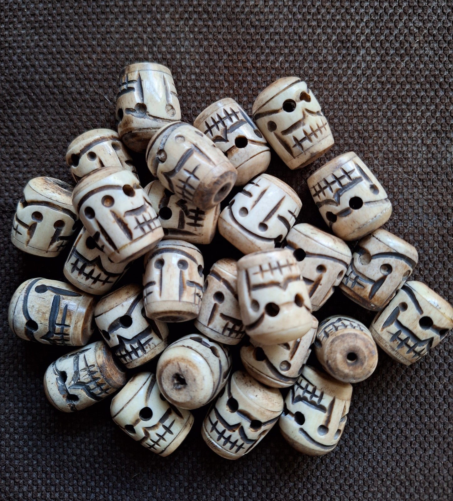 Vintage yak bone skull beads