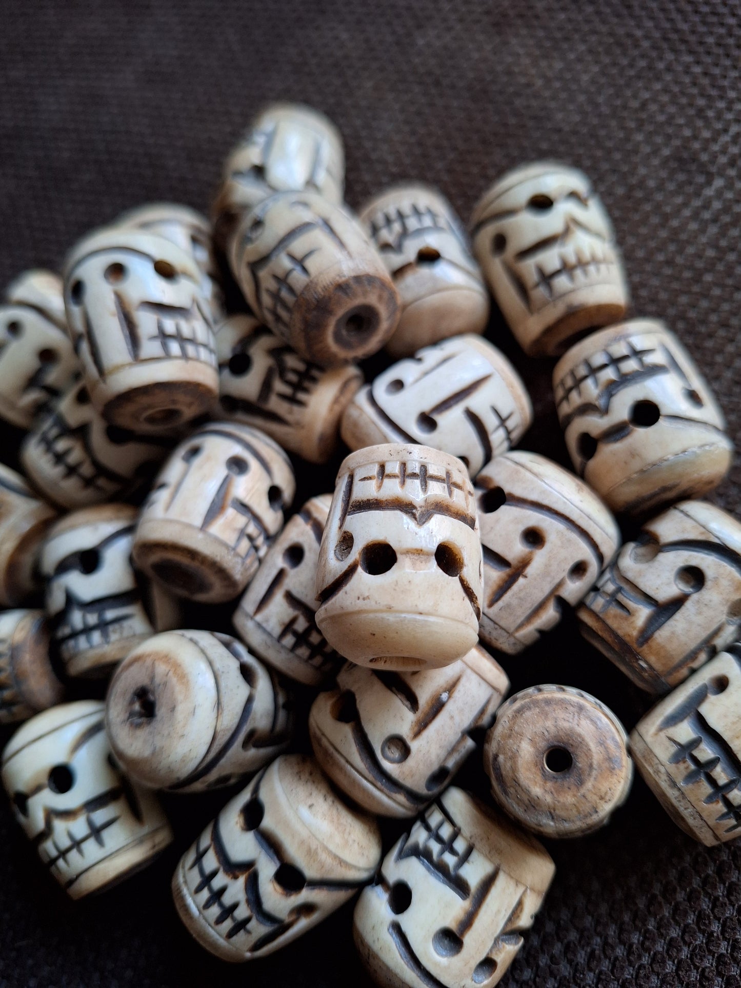 Vintage yak bone skull beads