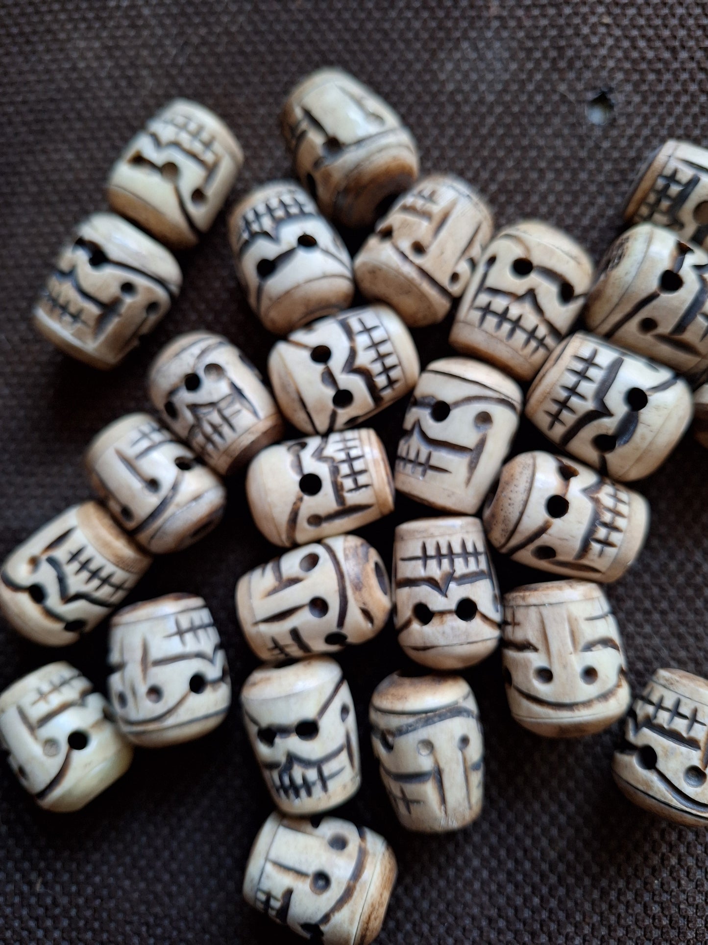 Vintage yak bone skull beads