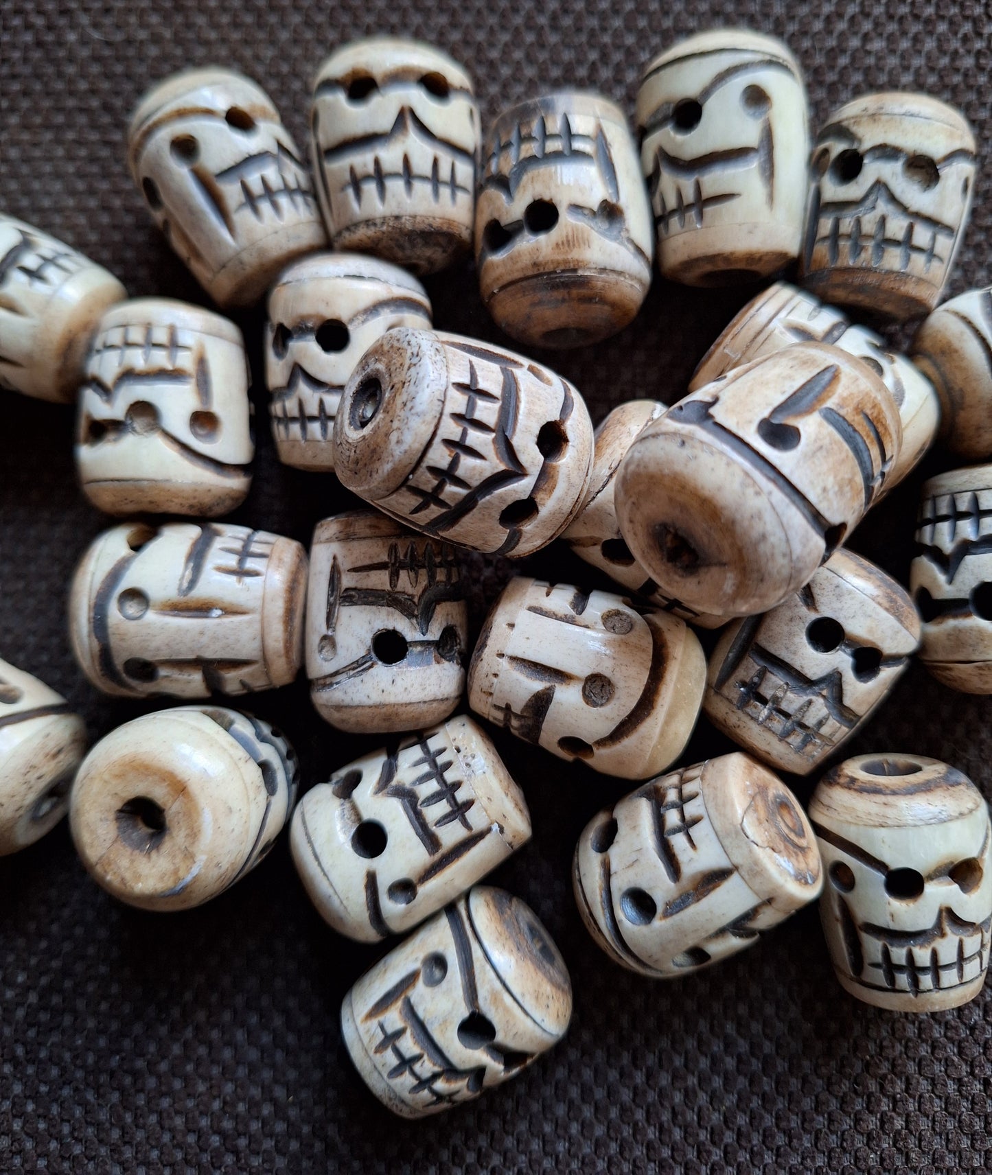 Vintage yak bone skull beads