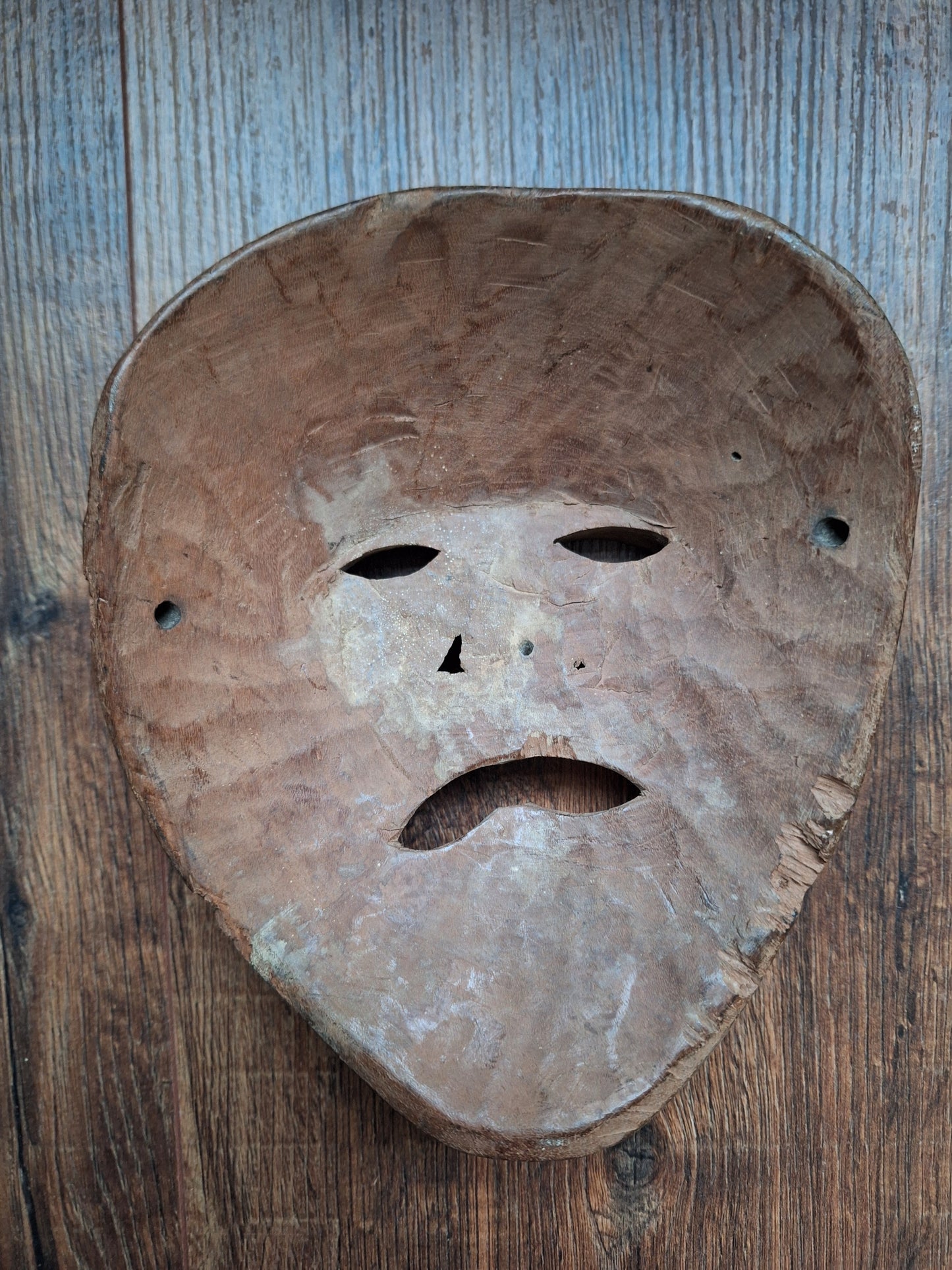 Vintage wooden Tharu tribal festival mask