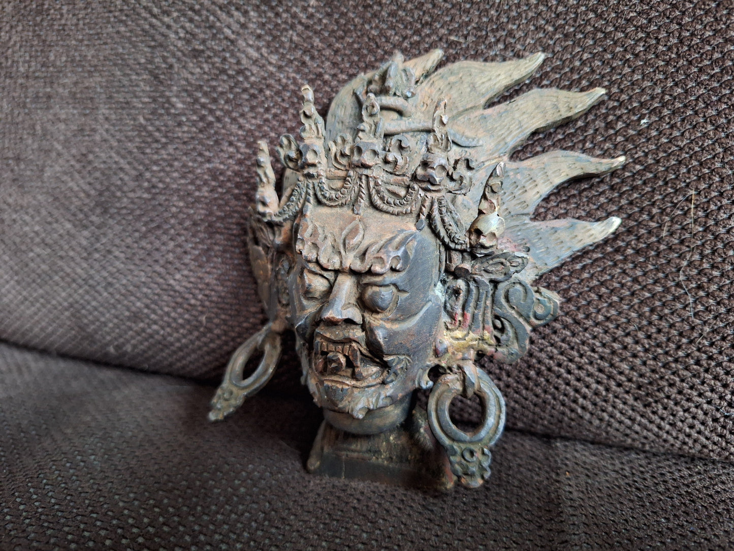 Old bronze Mahakala figurine