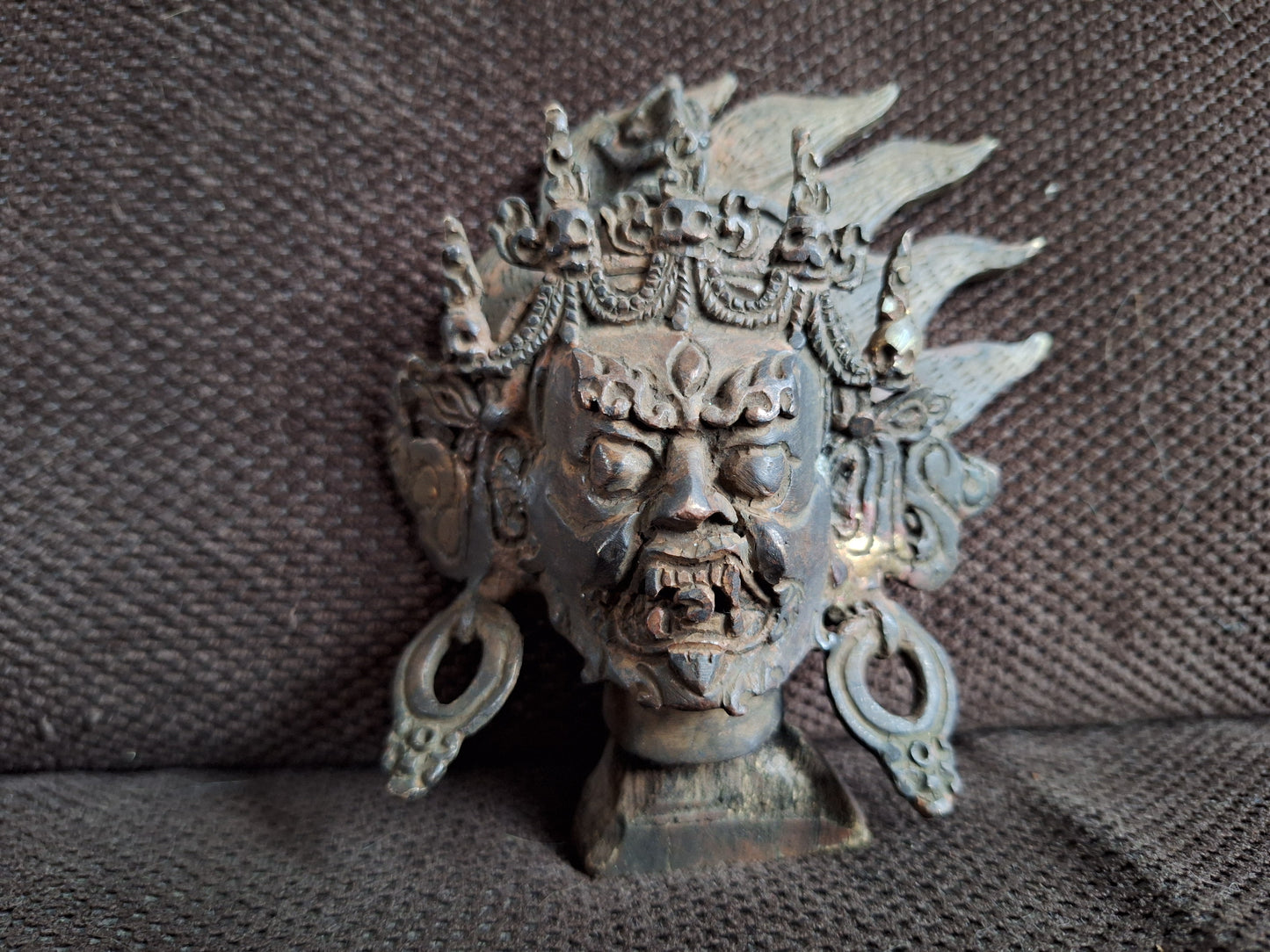 Old bronze Mahakala figurine