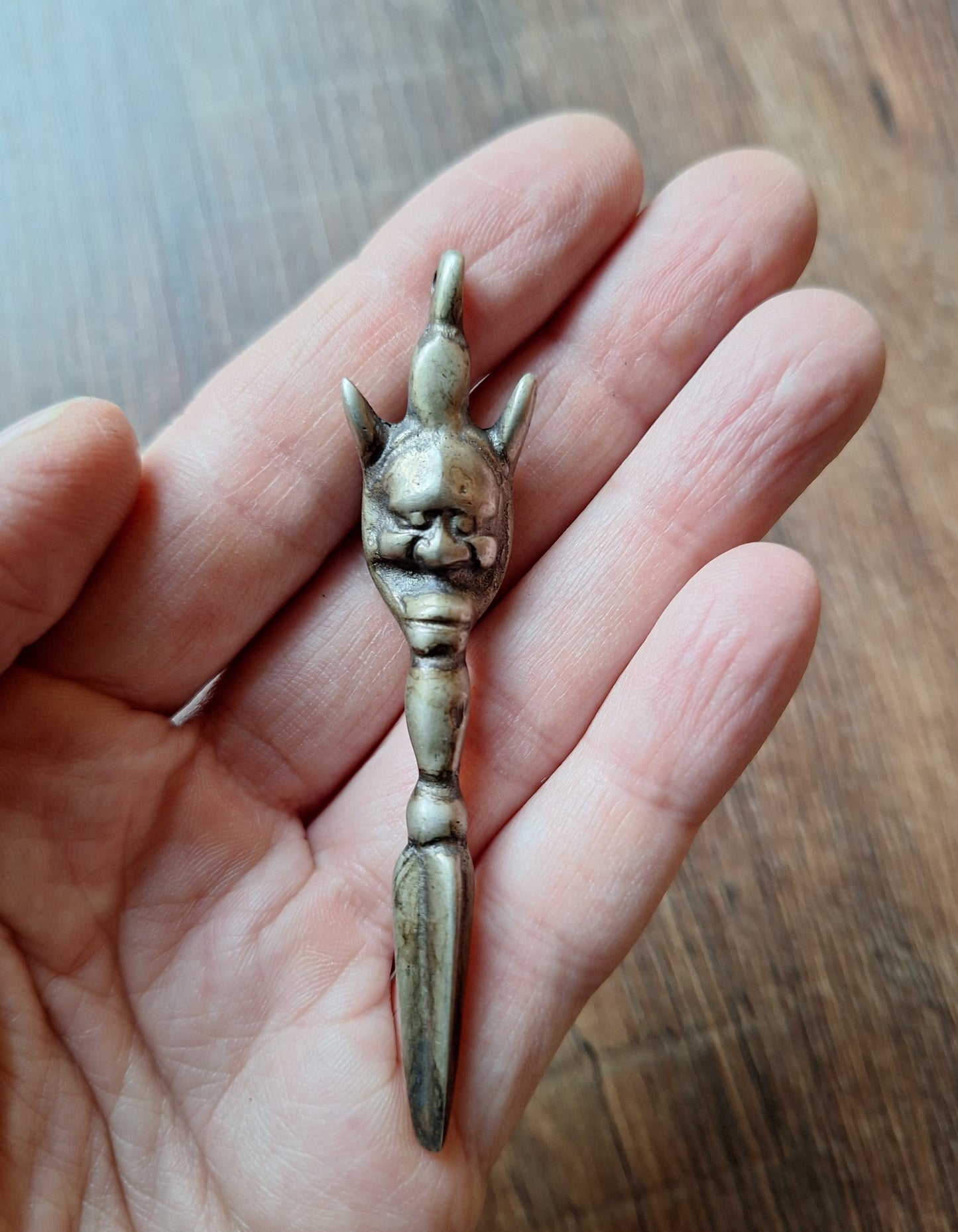 Vintage white bronze Yamantaka phurba pendant