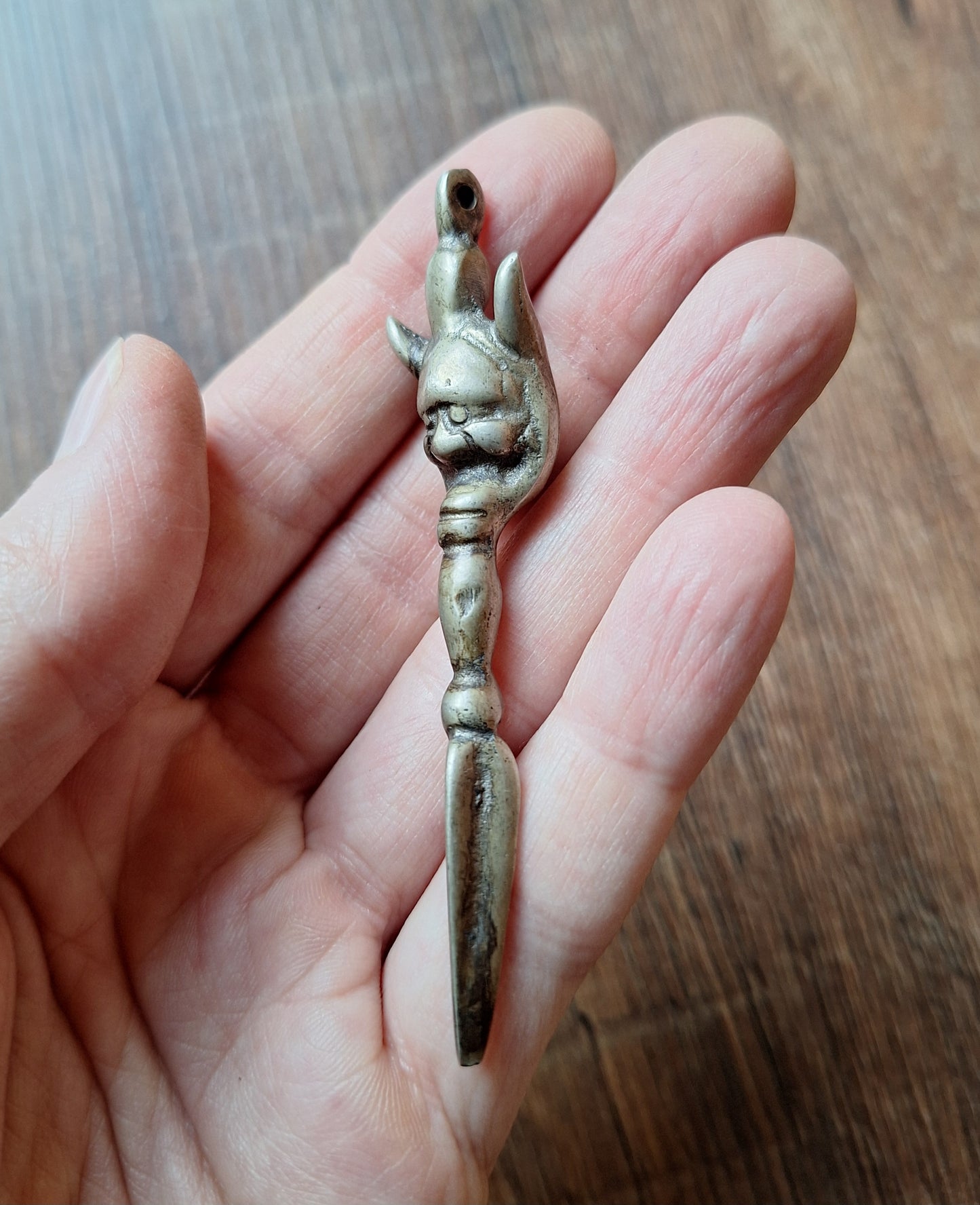 Vintage white bronze Yamantaka phurba pendant