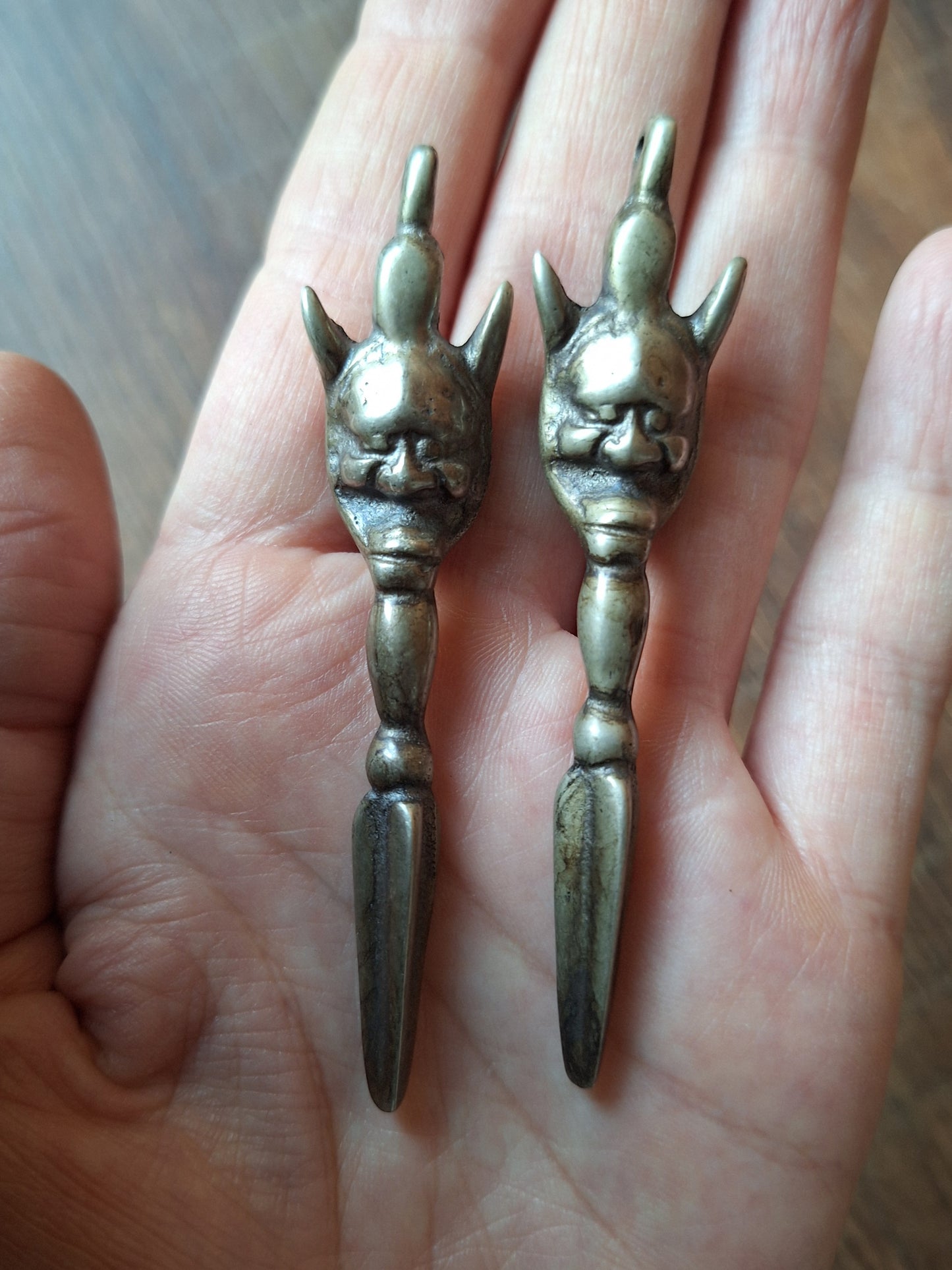 Vintage white bronze Yamantaka phurba pendant