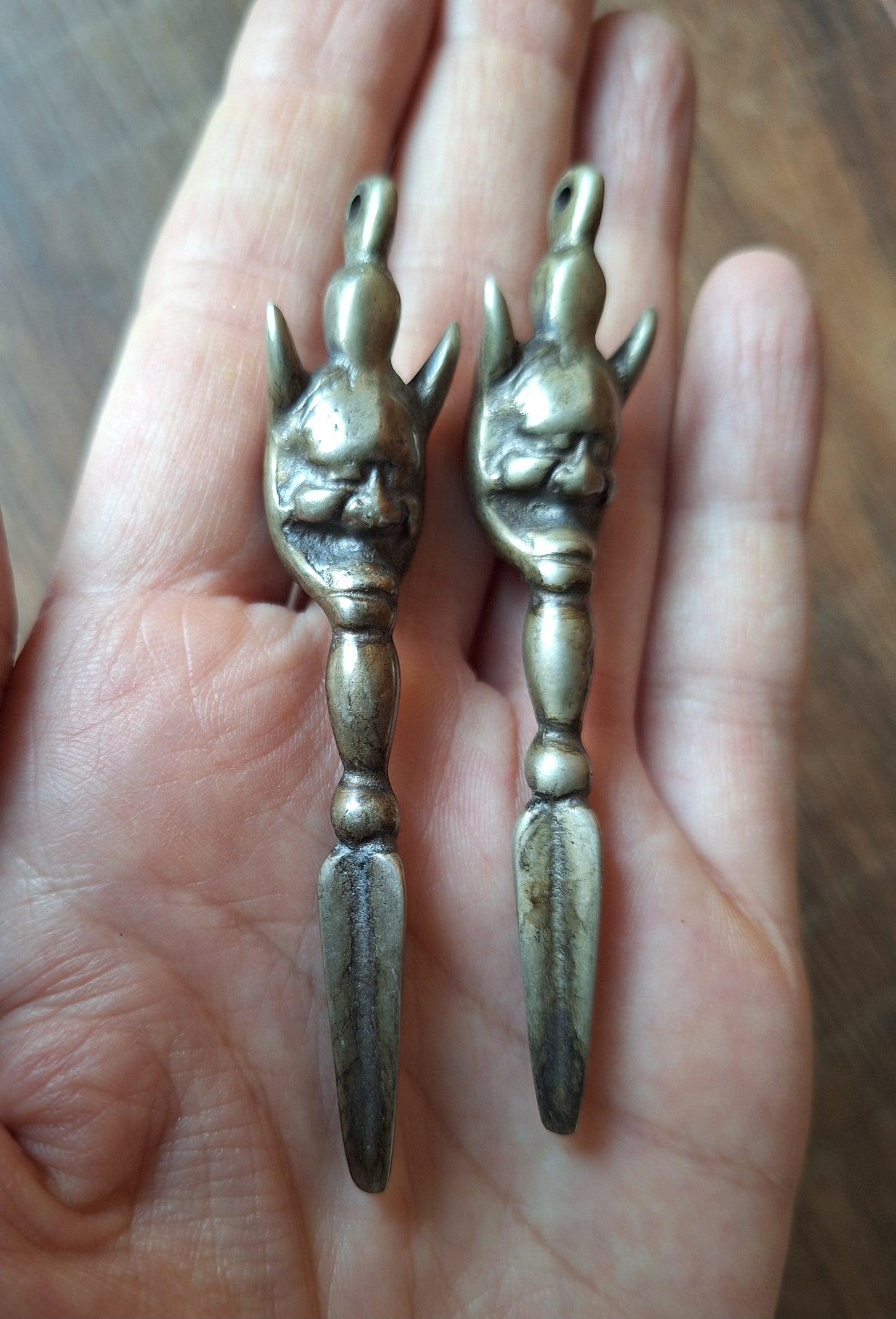 Vintage white bronze Yamantaka phurba pendant