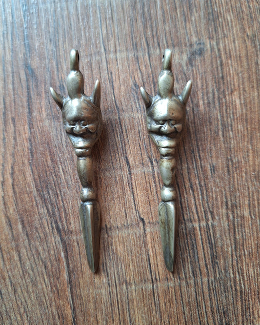 Vintage white bronze phurba pendant Yamantaka
