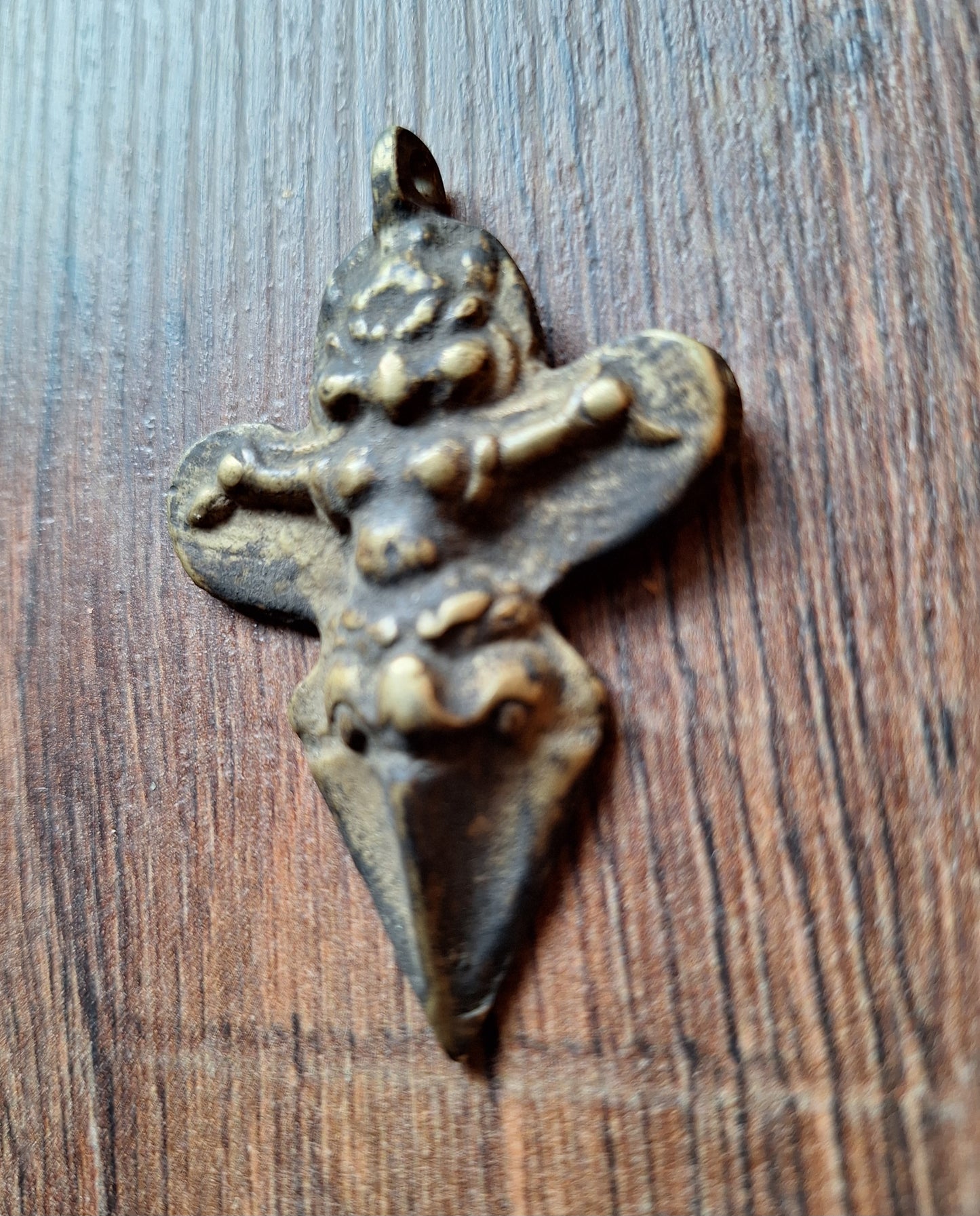 Antique bronze Garuda on phurba pendant