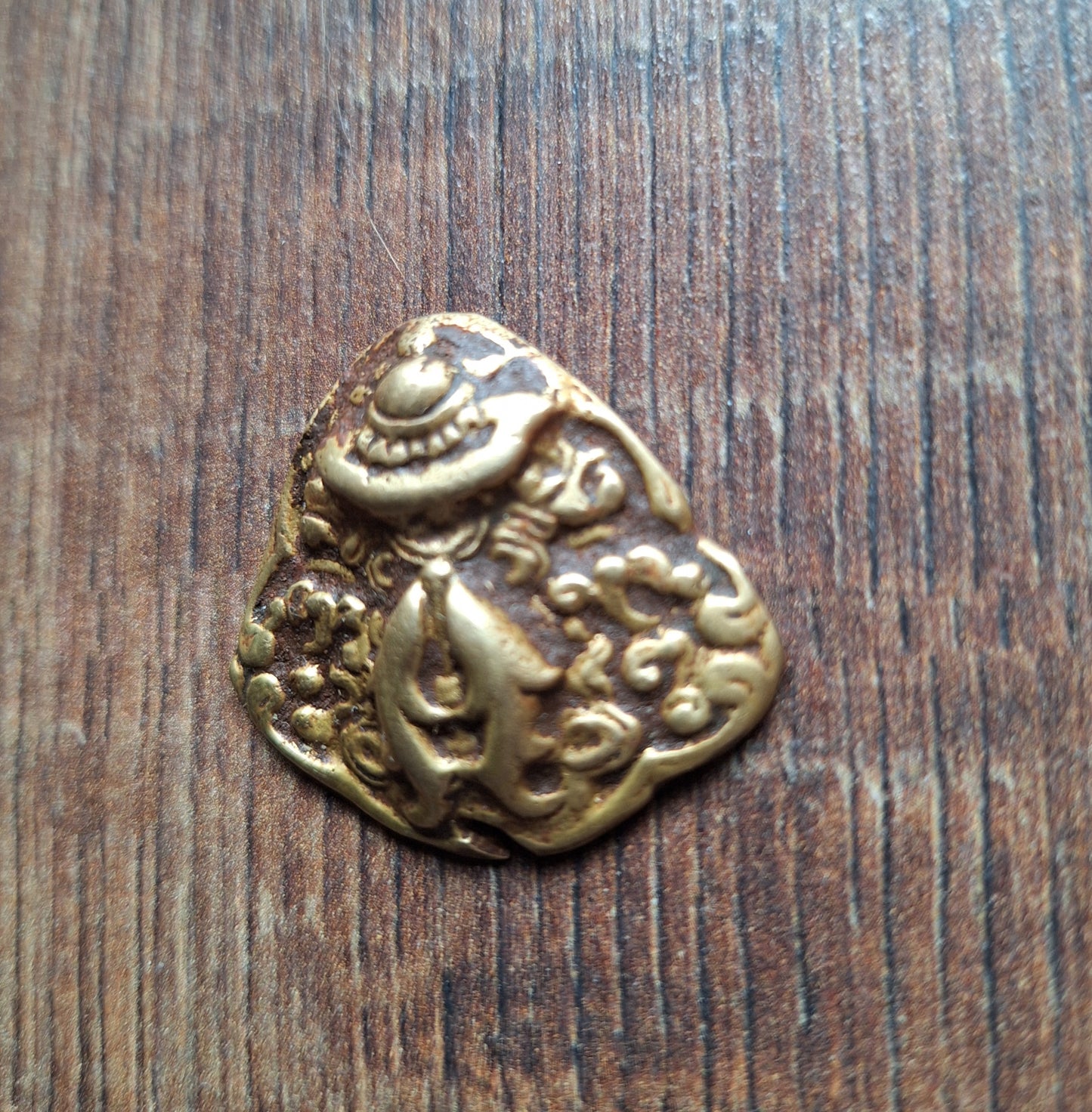 Old Tibetan brass amulet Pair of Golden Fishes